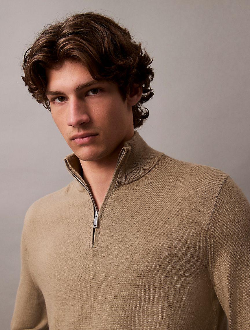 Extra Fine Merino Wool Blend Quarter Zip Sweater Product Image