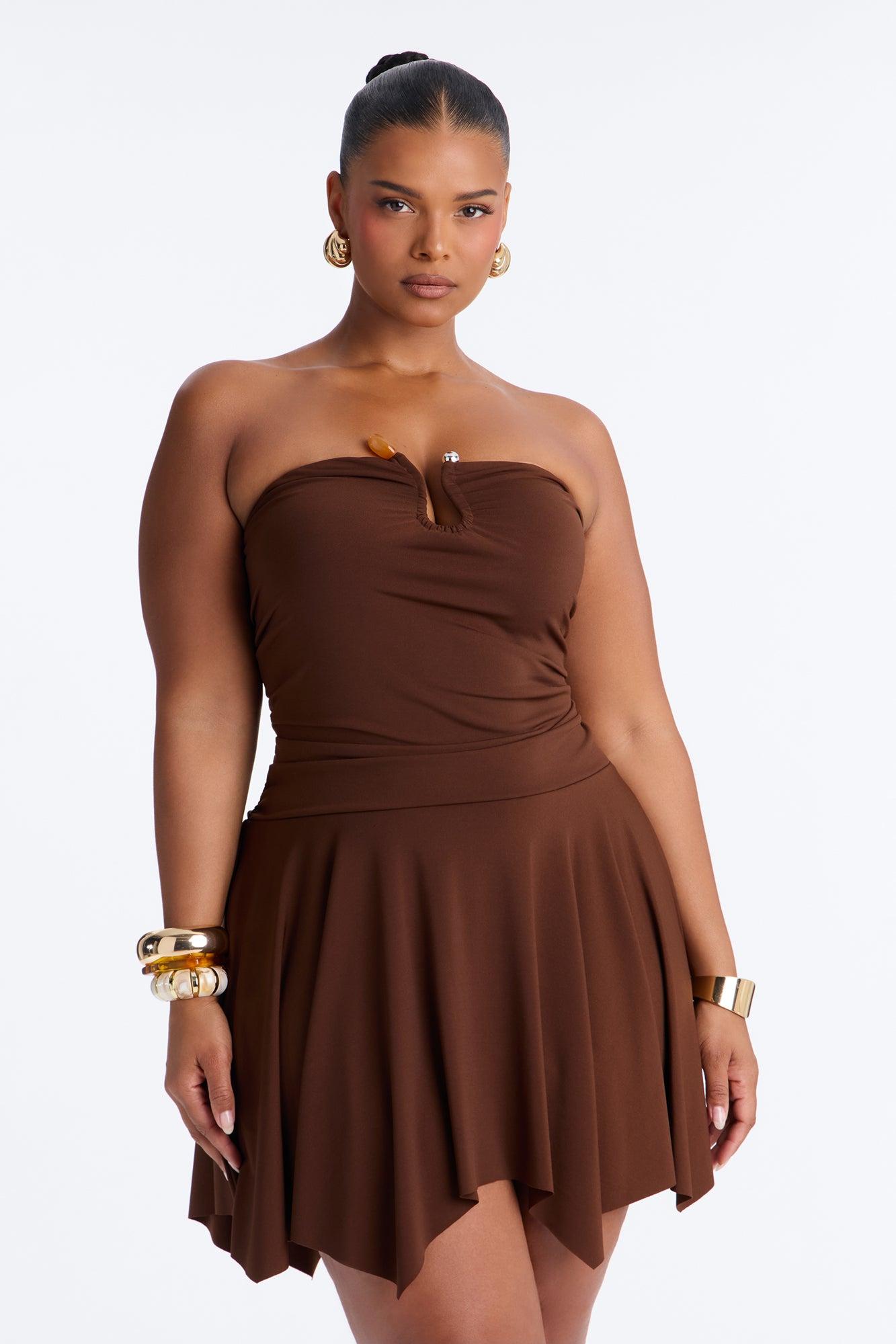Mimi Strapless Micro Mini Dress - Chocolate Female Product Image