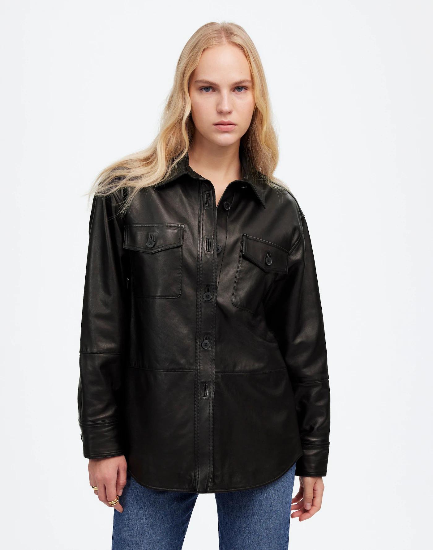 Washed Leather Shirt-Jacket Product Image