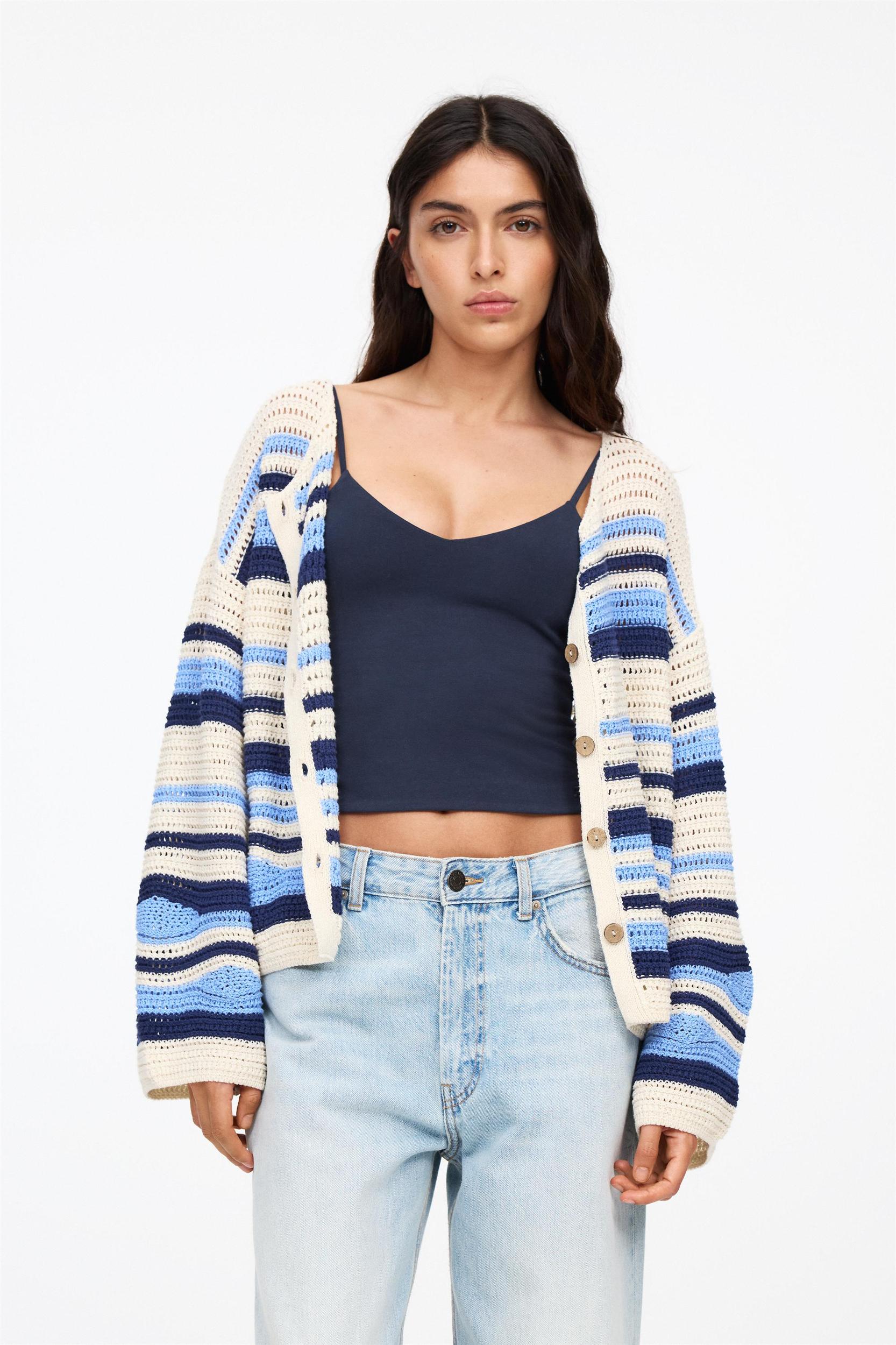 Striped crochet cardigan Product Image
