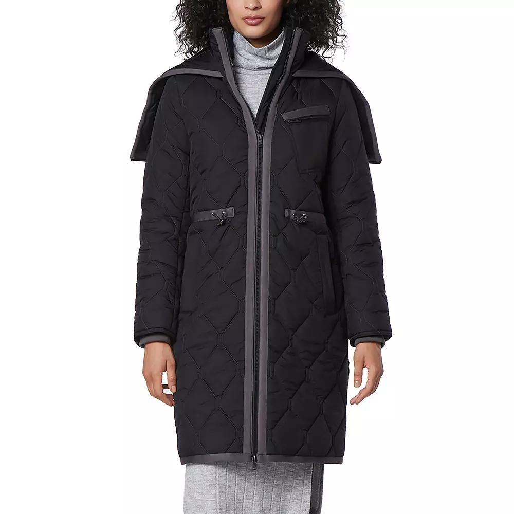 Women's Andrew Marc Marc New York Split Hood Quilted Anorak Jacket, Size: Small, Black Product Image