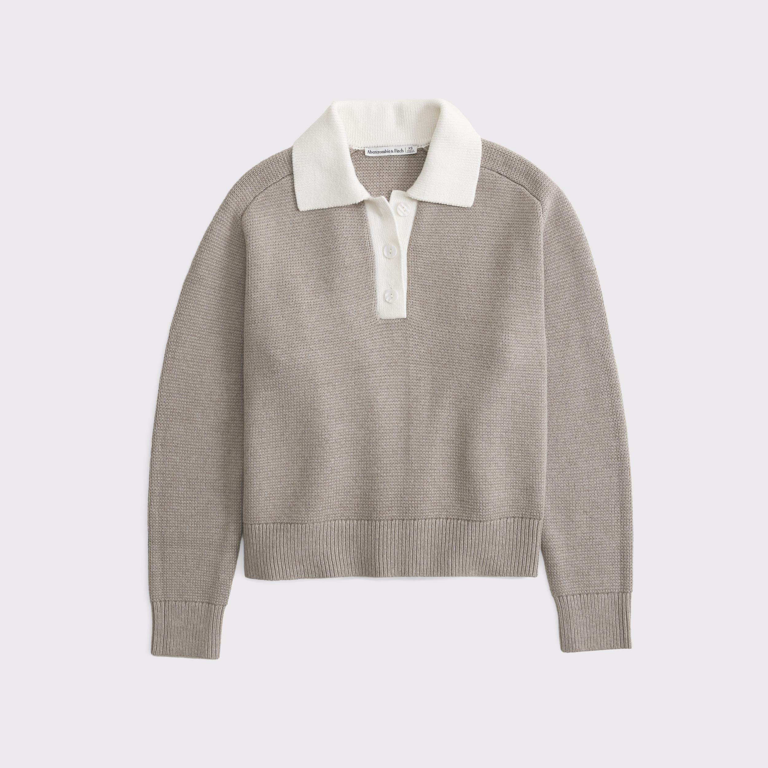 Easy Long-Sleeve Sweater Polo Product Image