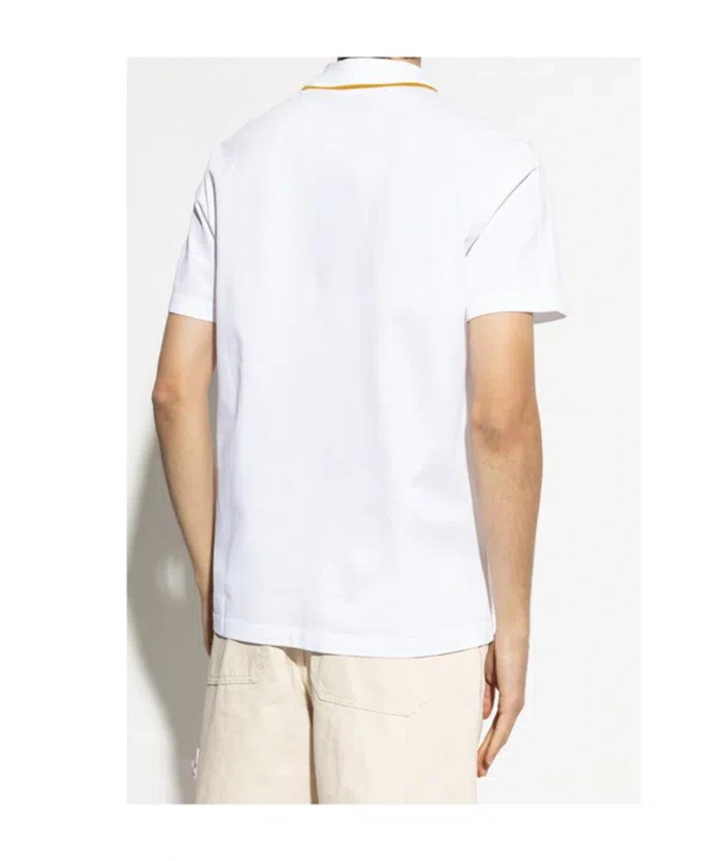 VERSACE Embroidered Architectural Baroque Polo T-shirt In White Product Image