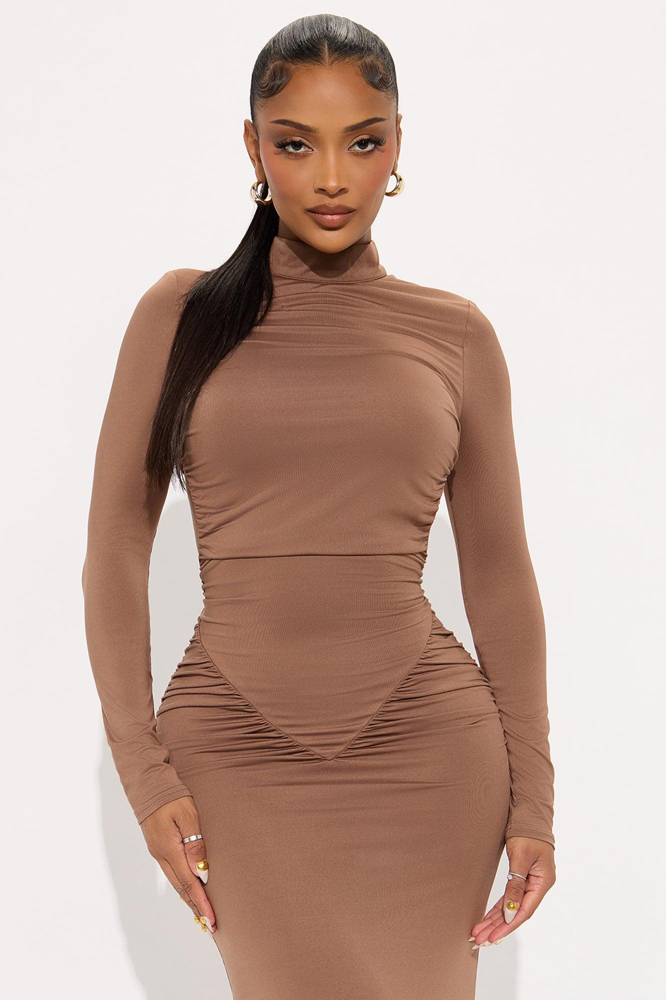 Erica Backless Ruched Gown - Mocha Female Product Image