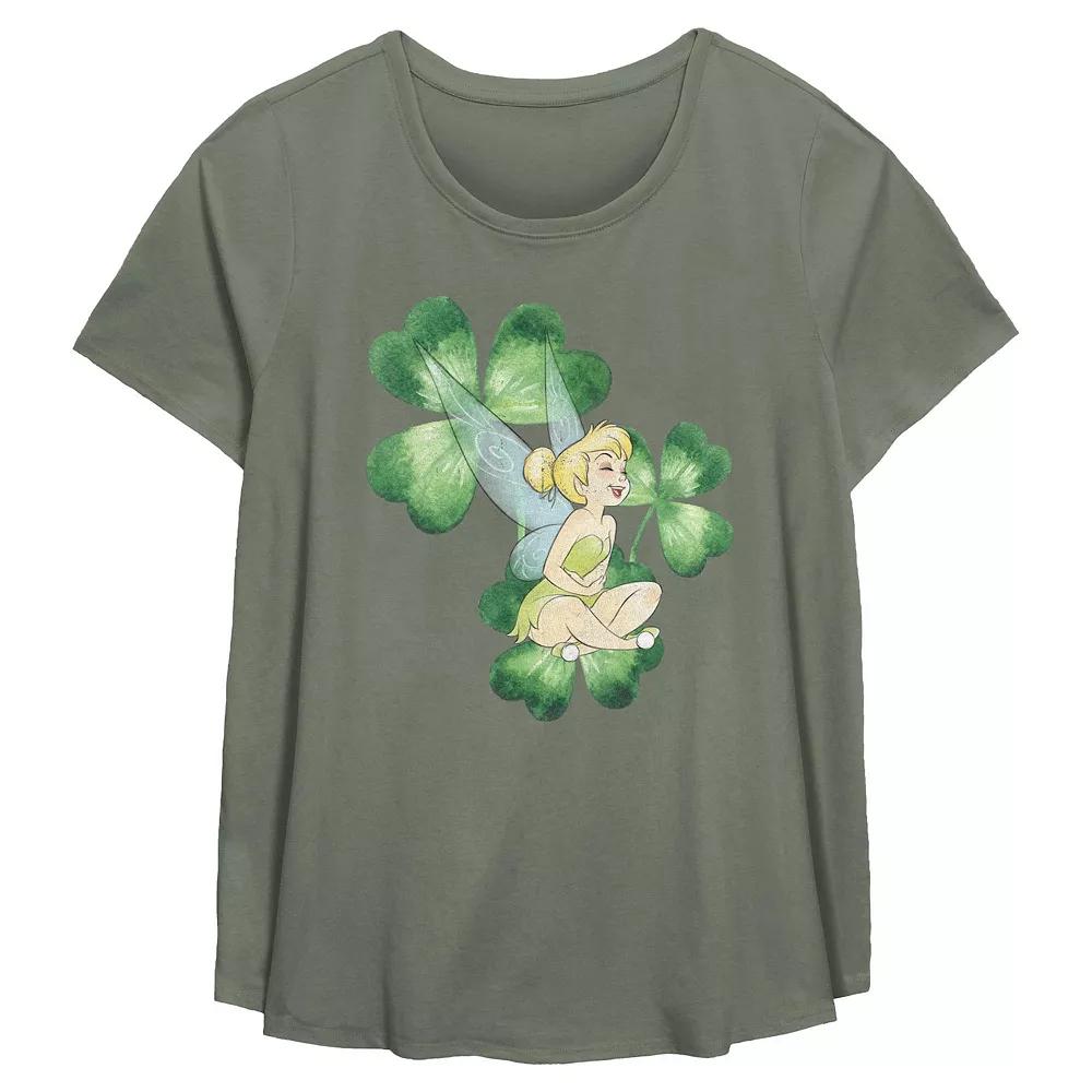 Disney's Tinker Bell Shamrock Plus Size Flowy Graphic Tee, Women's, Size: 0X, Green Product Image