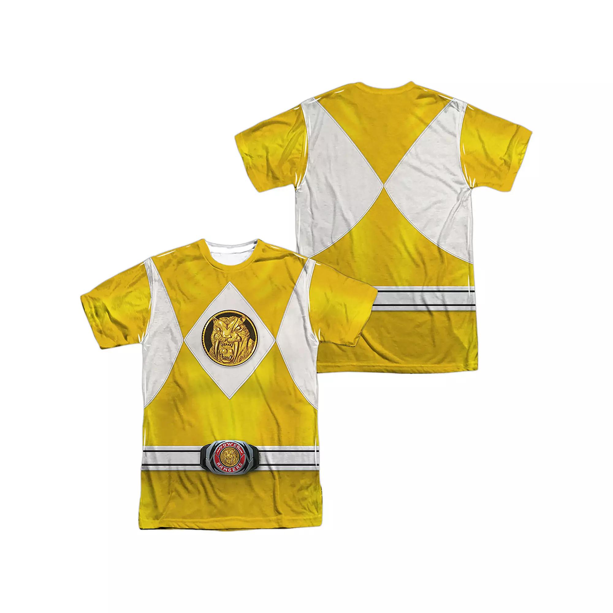 Mens Power Rangers Yellow Ranger Emblem Costume Sublimated Graphic Tee Product Image