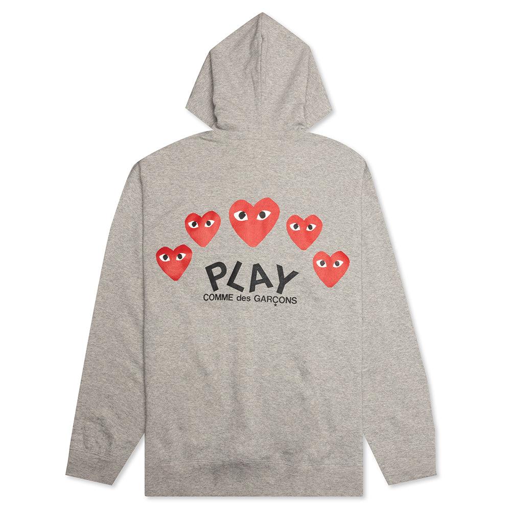 Multi Heart Zip Hooded Sweatshirt - Grey Male Product Image