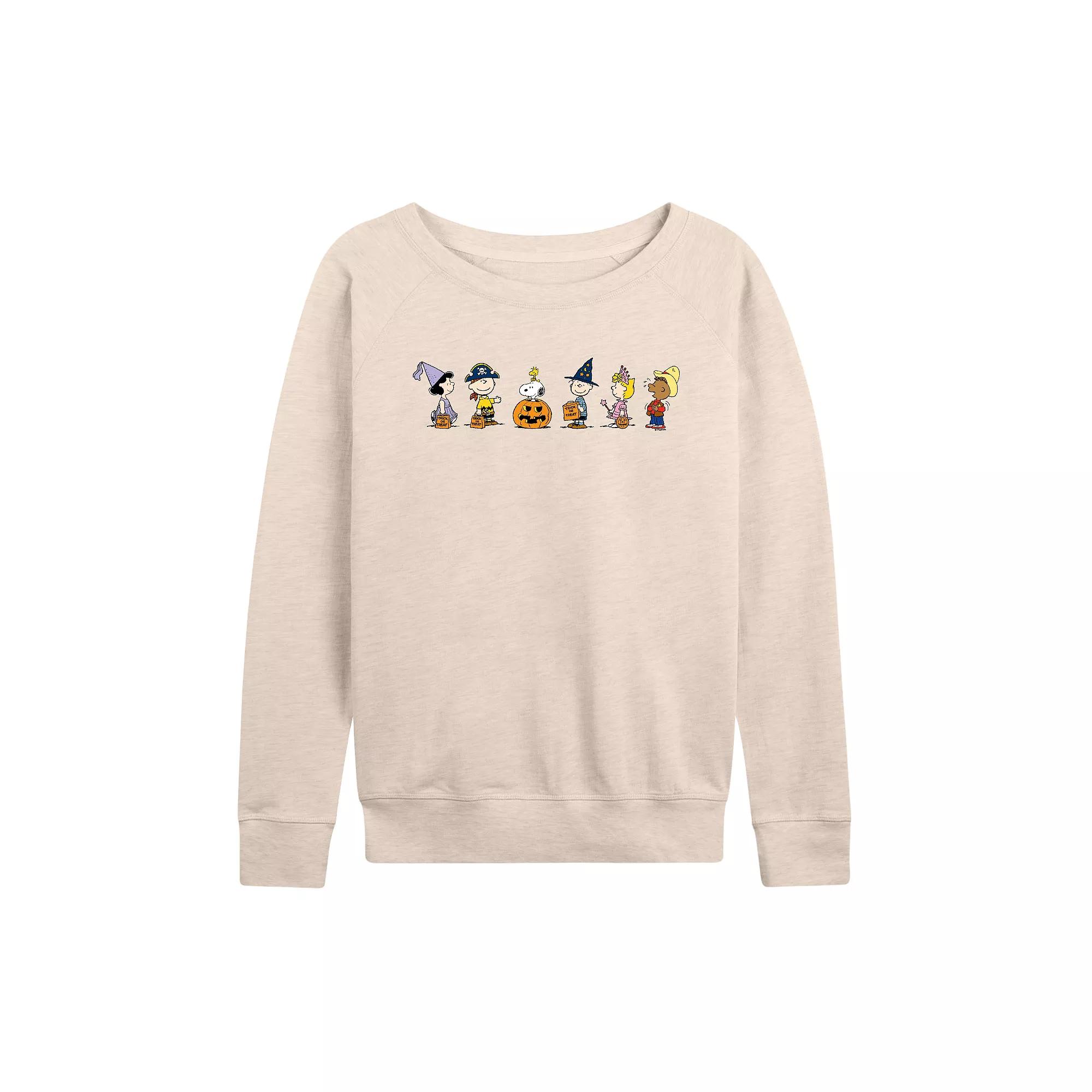 Women's Peanuts Group Trick Or Treat French Terry Long Sleeve Tee,  Product Image