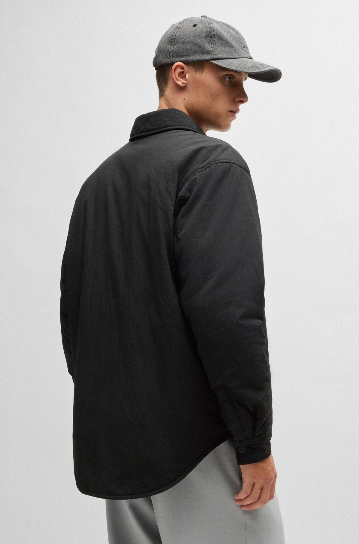 Oversize-fit padded overshirt with stacked-logo badge Product Image