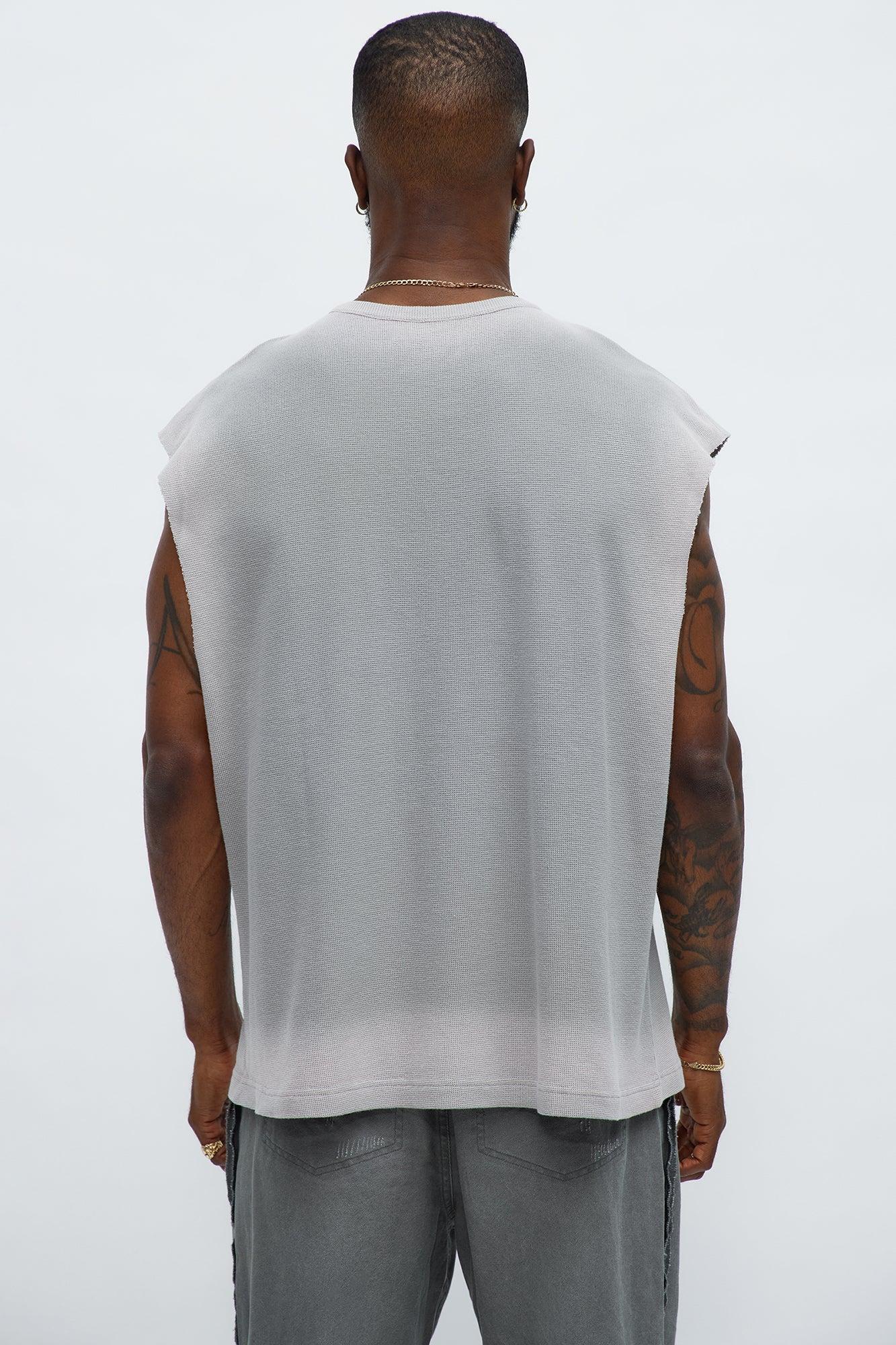 Relaxed Washed Quote Muscle Tank - Dark Grey Male Product Image