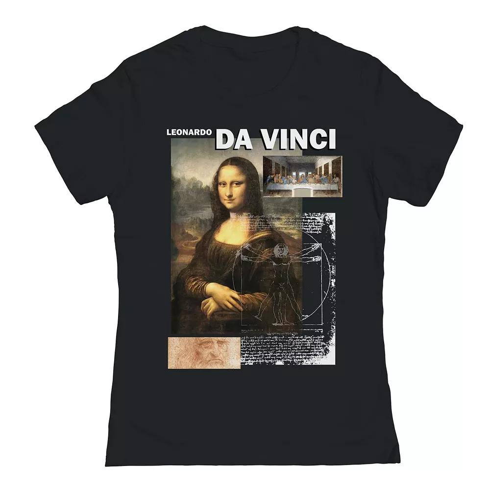 Junior's Da Vinci Collage Womens Graphic Tee, Girl's, Size: Large, Black Product Image