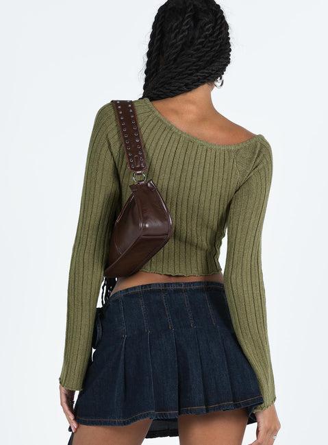 Santorini Knit Top Khaki Product Image