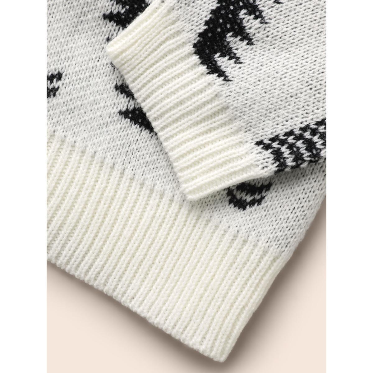 Plus Size Geometric Jacquard Lapel Collar Cardigan Beige Women Casual Loose Long Sleeve Everyday Cardigans BloomChic 22-24/3X Product Image