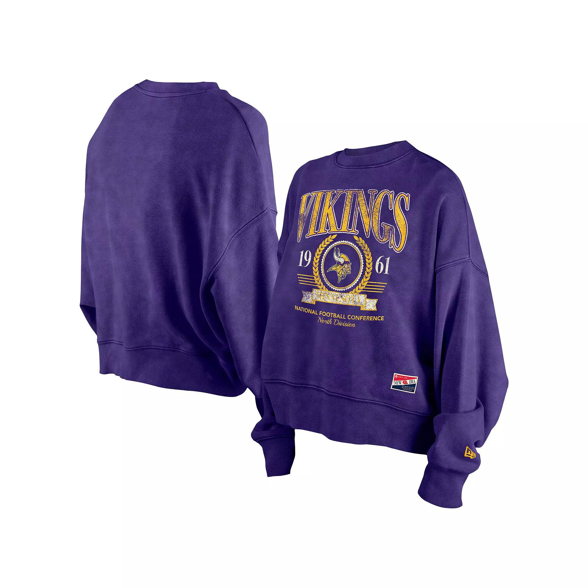 Women's New Era Purple Minnesota Vikings Throwback Boxy Sweatshirt, Size: XL Product Image