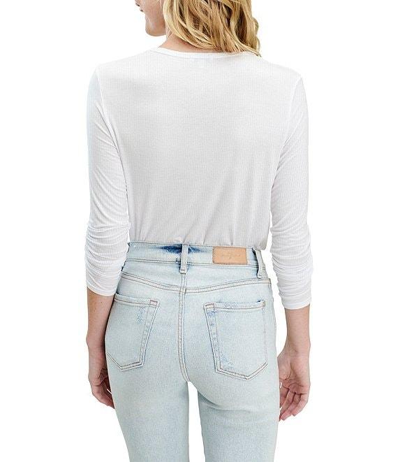 Splendid Valley Ribbed 3/4 Sleeve V-Neck Tee Shirt Product Image