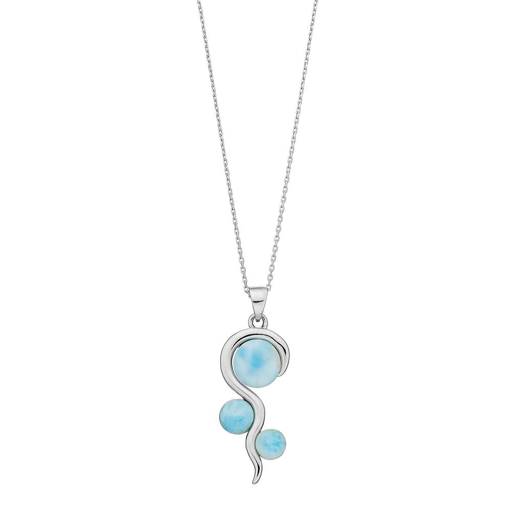 Sterling Silver Larimar Swirl Pendant Necklace, Women's, Size: 18" Product Image