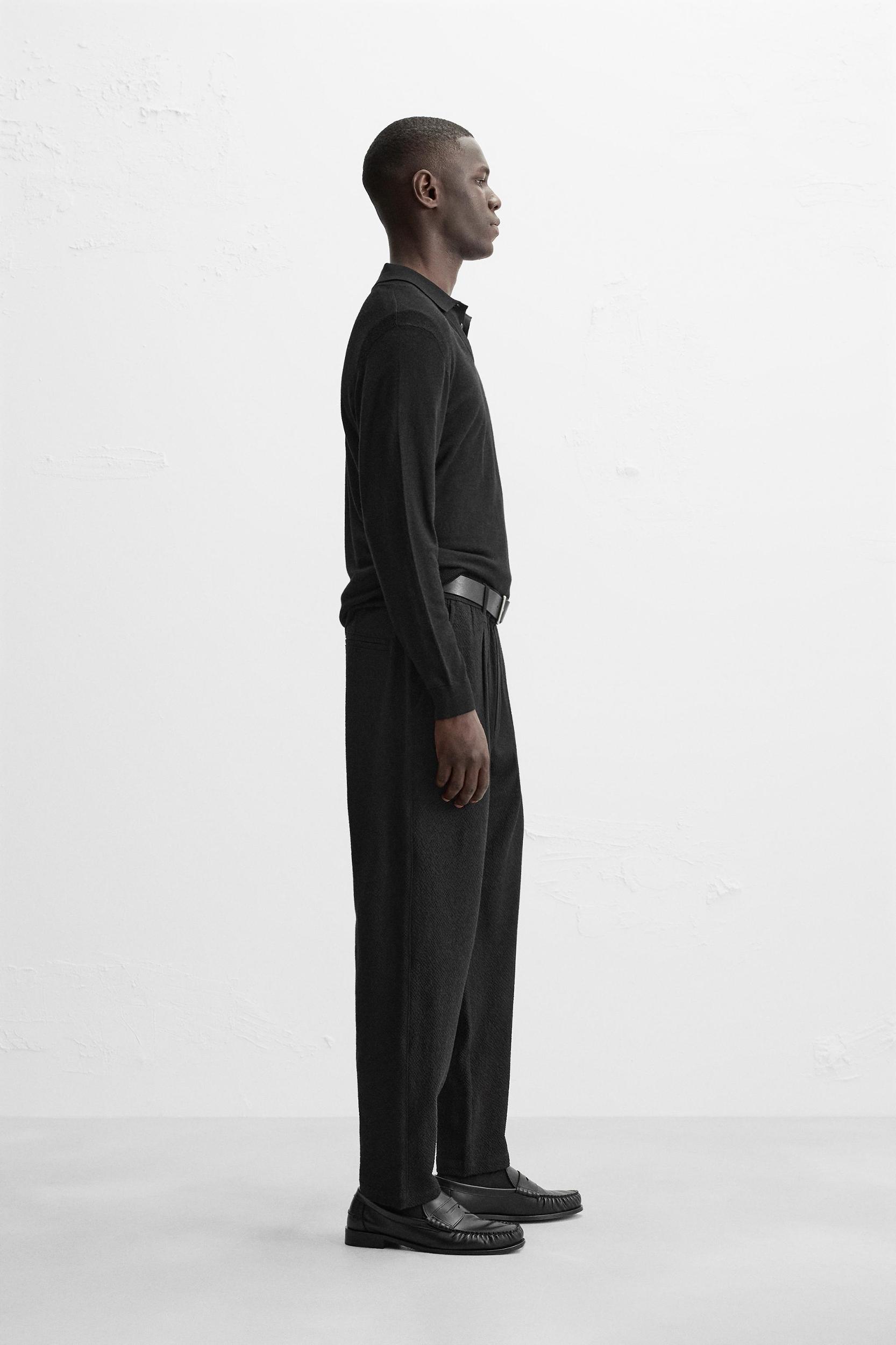 TEXTURED PLEATED PANTS Product Image