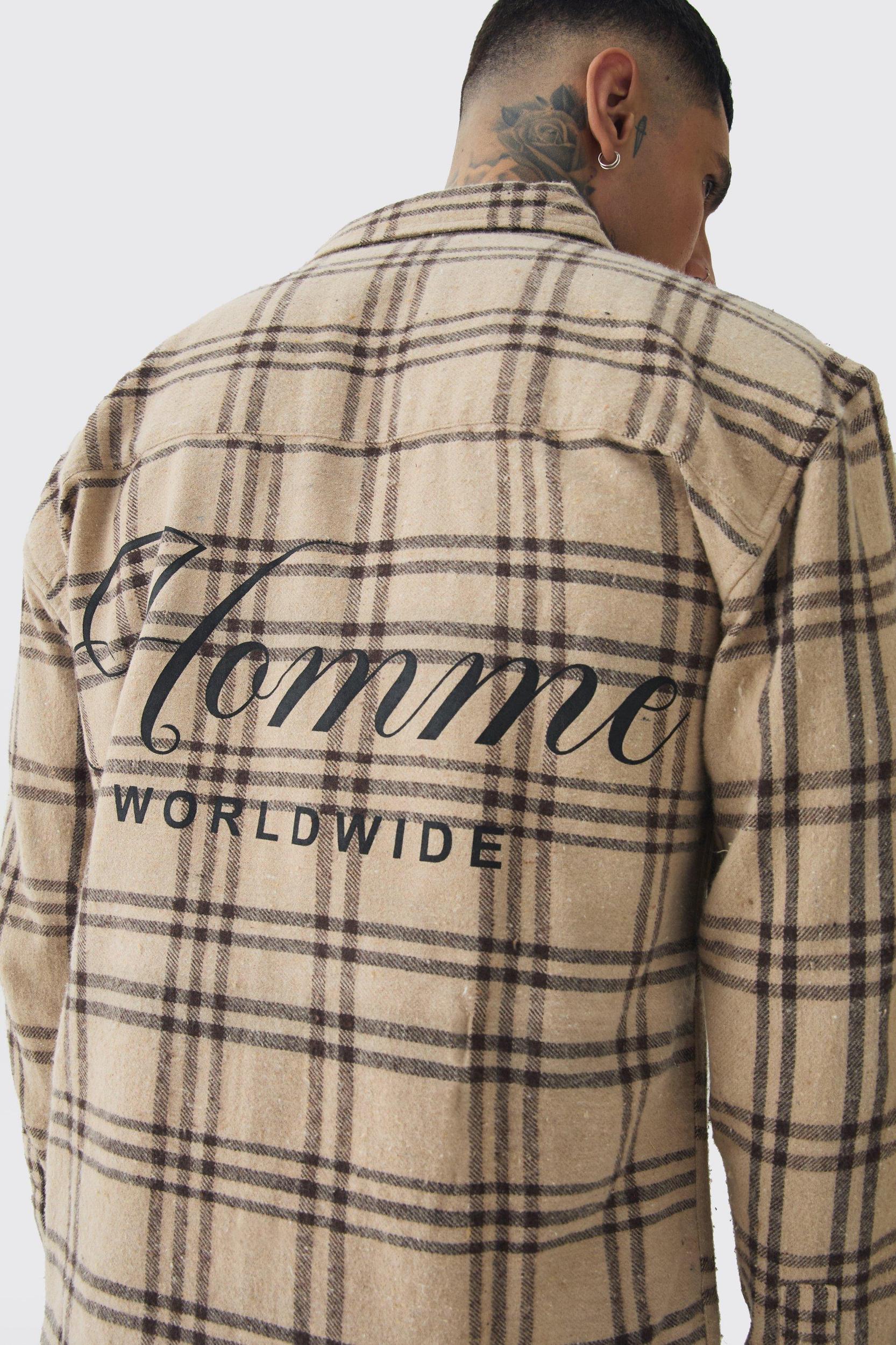 Tall Homme Back Print PlaidShirt | boohooMAN USA Product Image