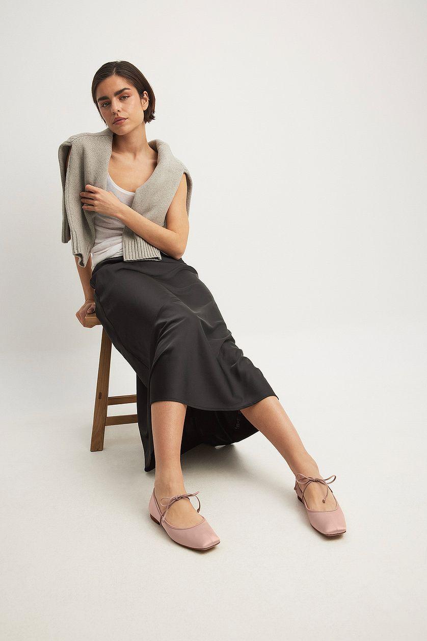 Squared Toe Strap Detail Ballerina Product Image