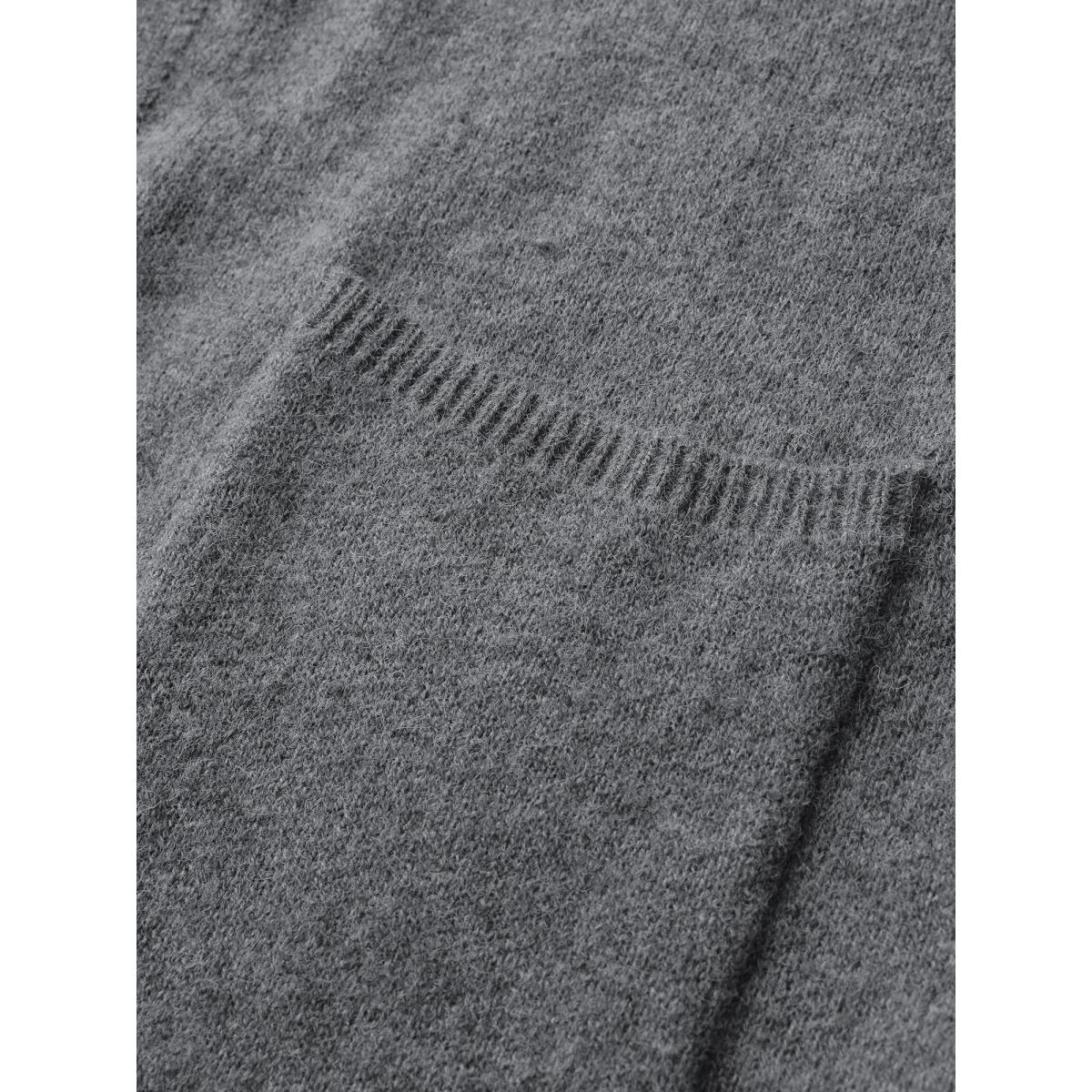 Plus Size Hooded Button Slit Pockets Knit Cardigan DarkGray Women Leisure Loose Long Sleeve Casual Cardigans BloomChic 12/L Product Image