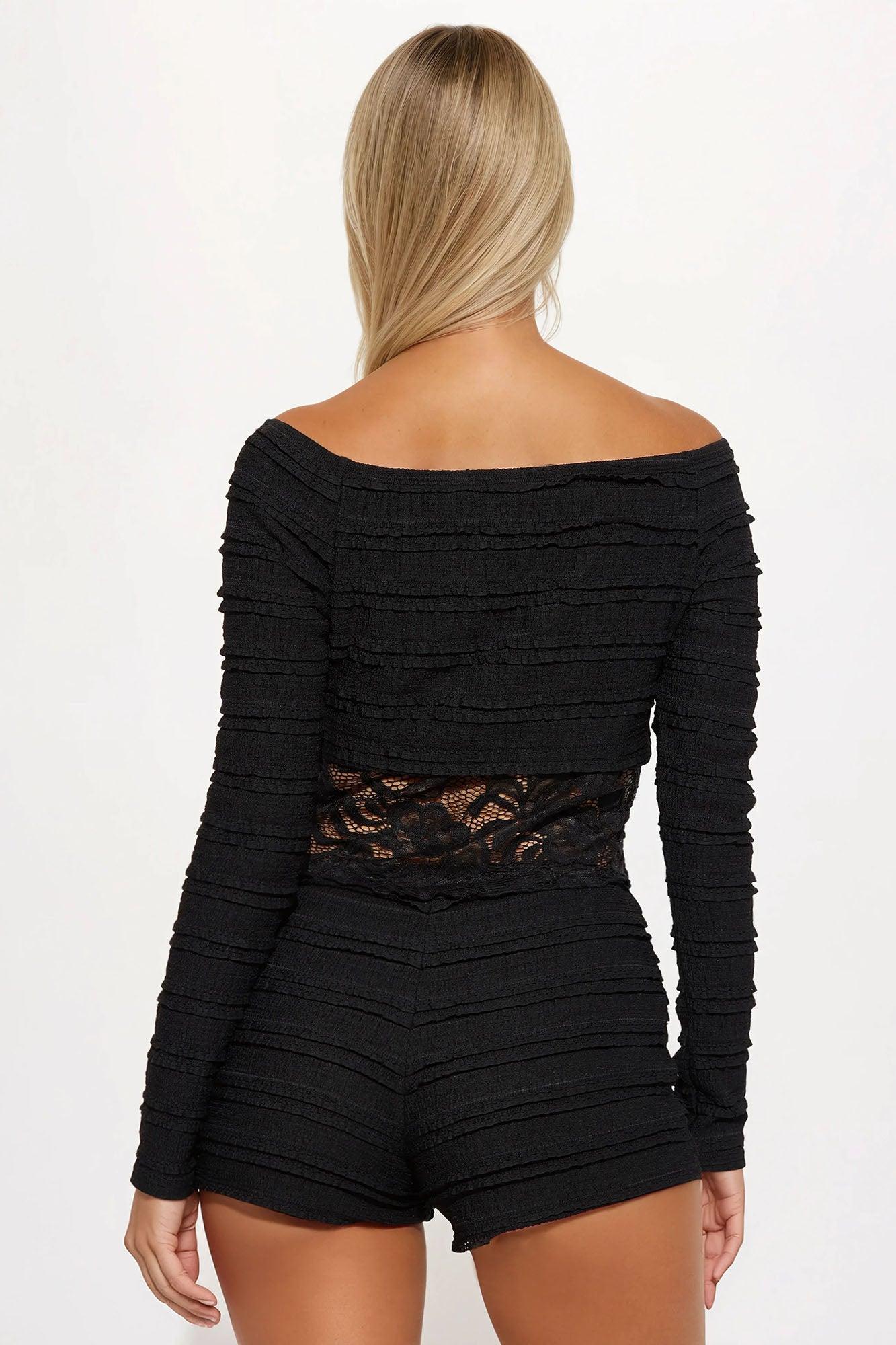 Miley Lace Short Set - Black Product Image