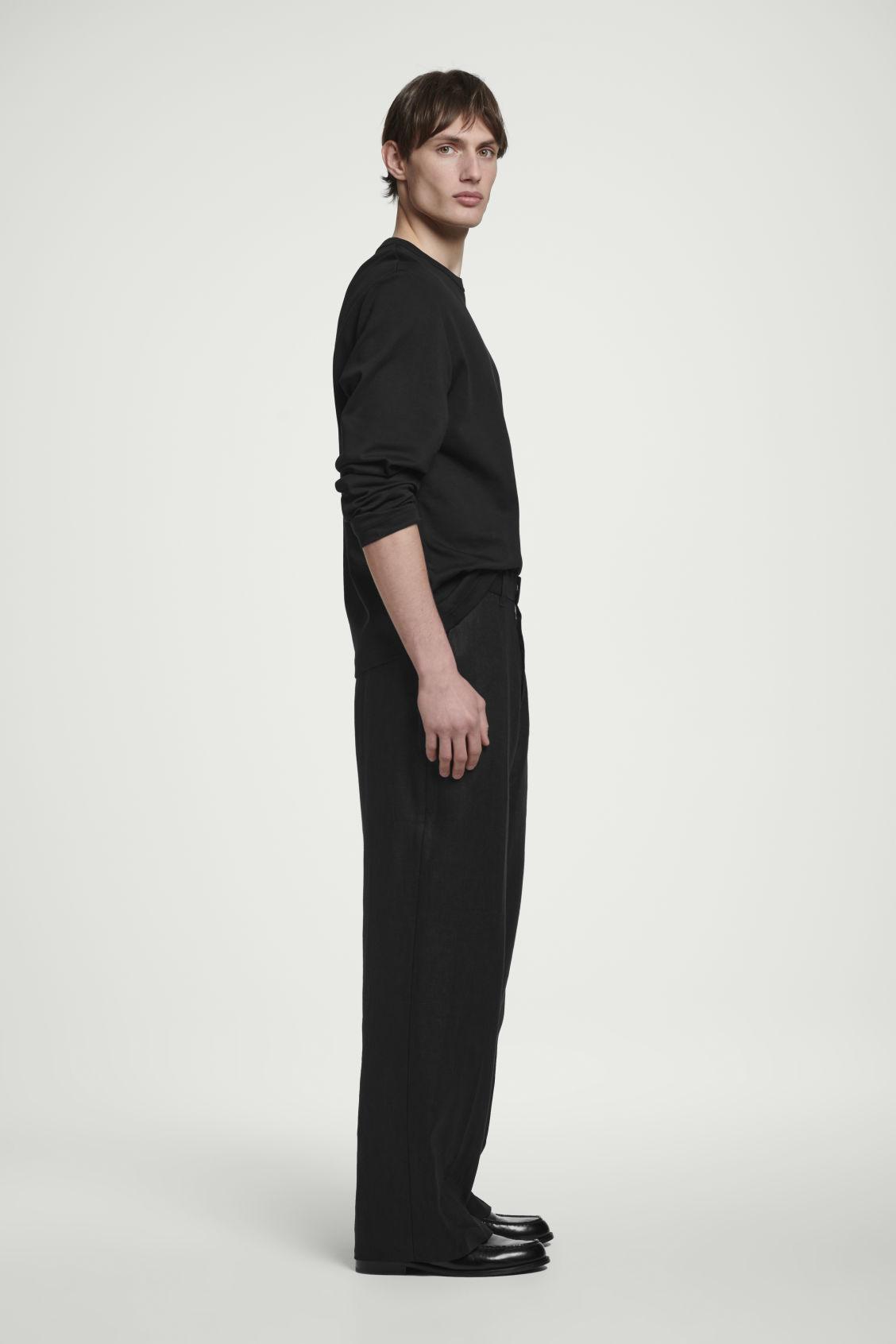 FLUID LINEN WIDE-LEG PANTS Product Image