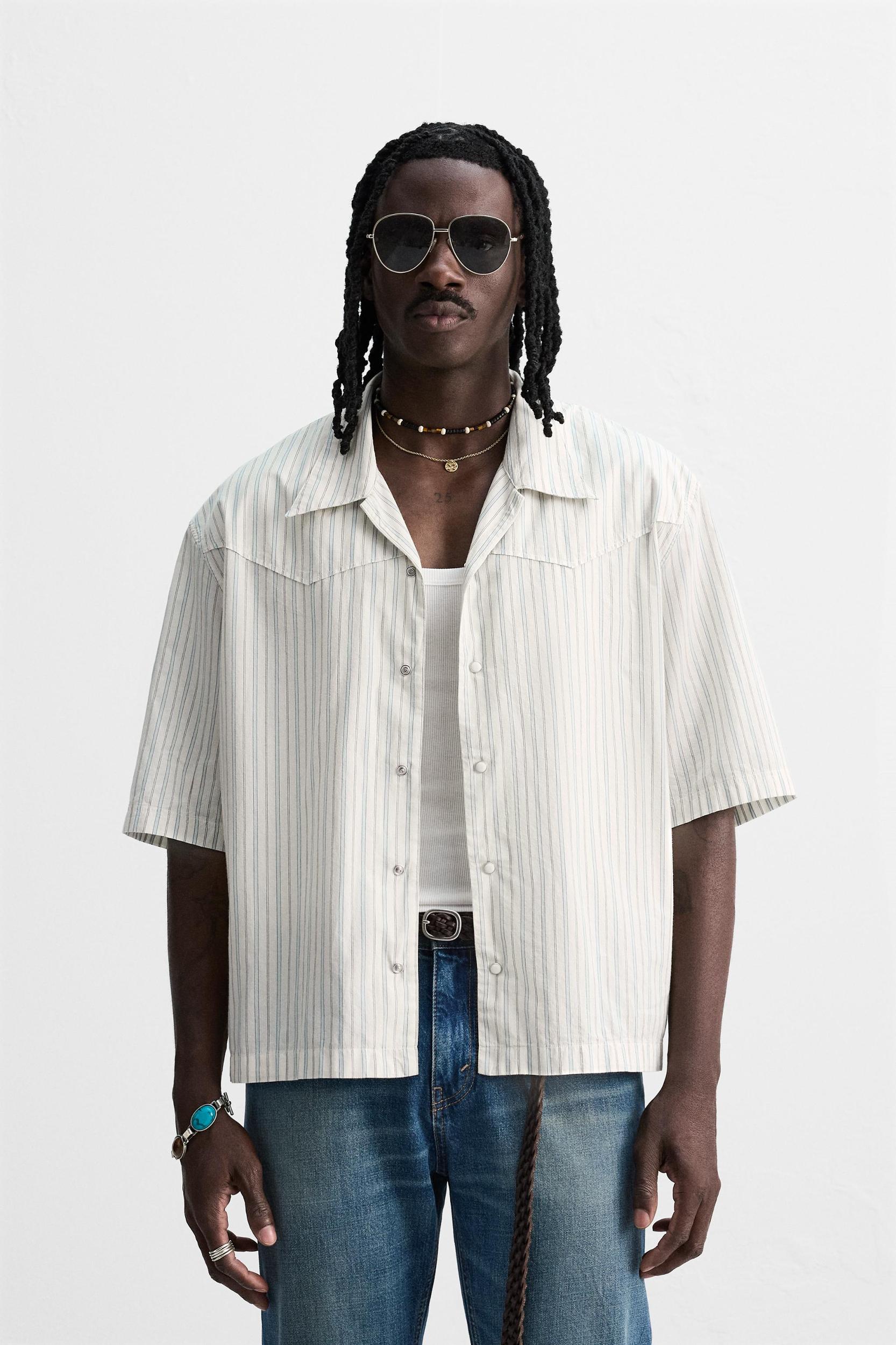 EMBROIDERED STRIPED SHIRT Product Image