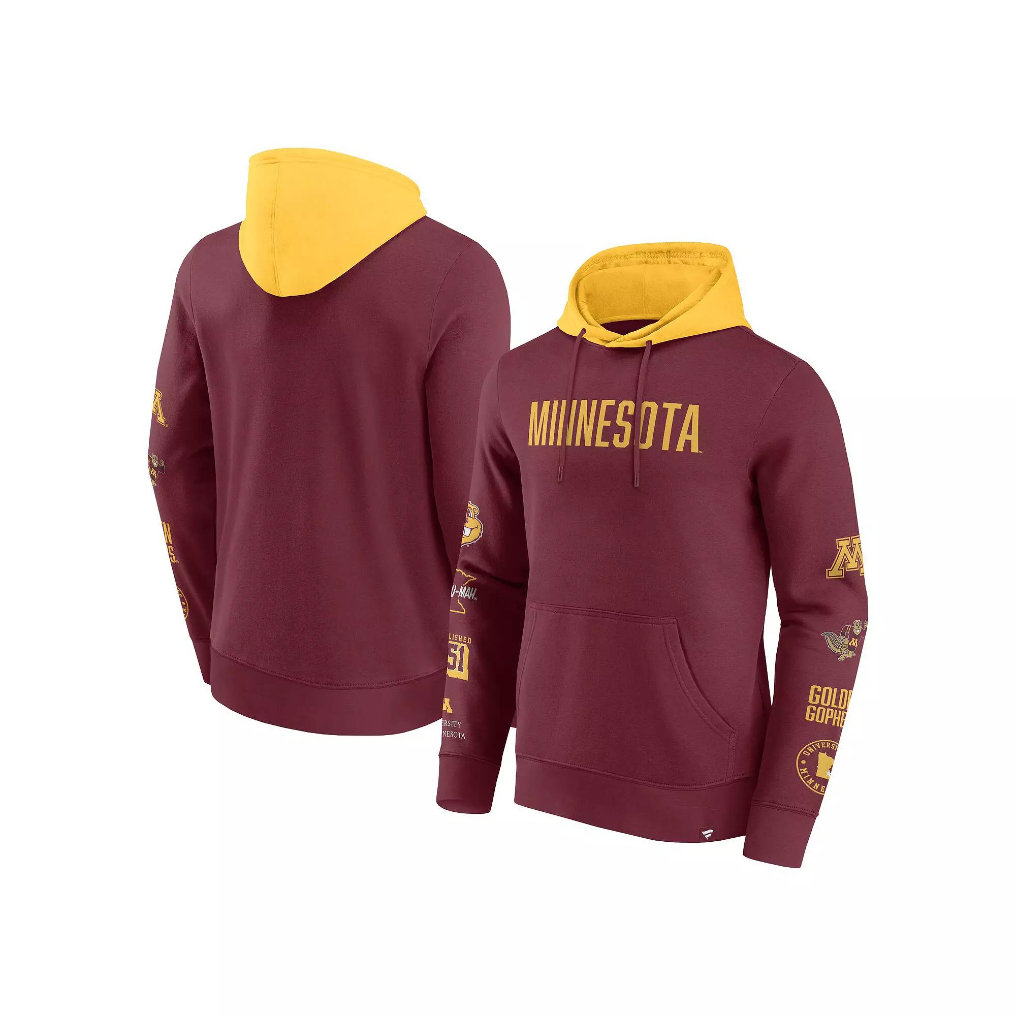 Men's Fanatics  Maroon/Gold Minnesota Golden Gophers Color Block Badge Fleece Pullover Hoodie, Size: 2XL, Red Product Image