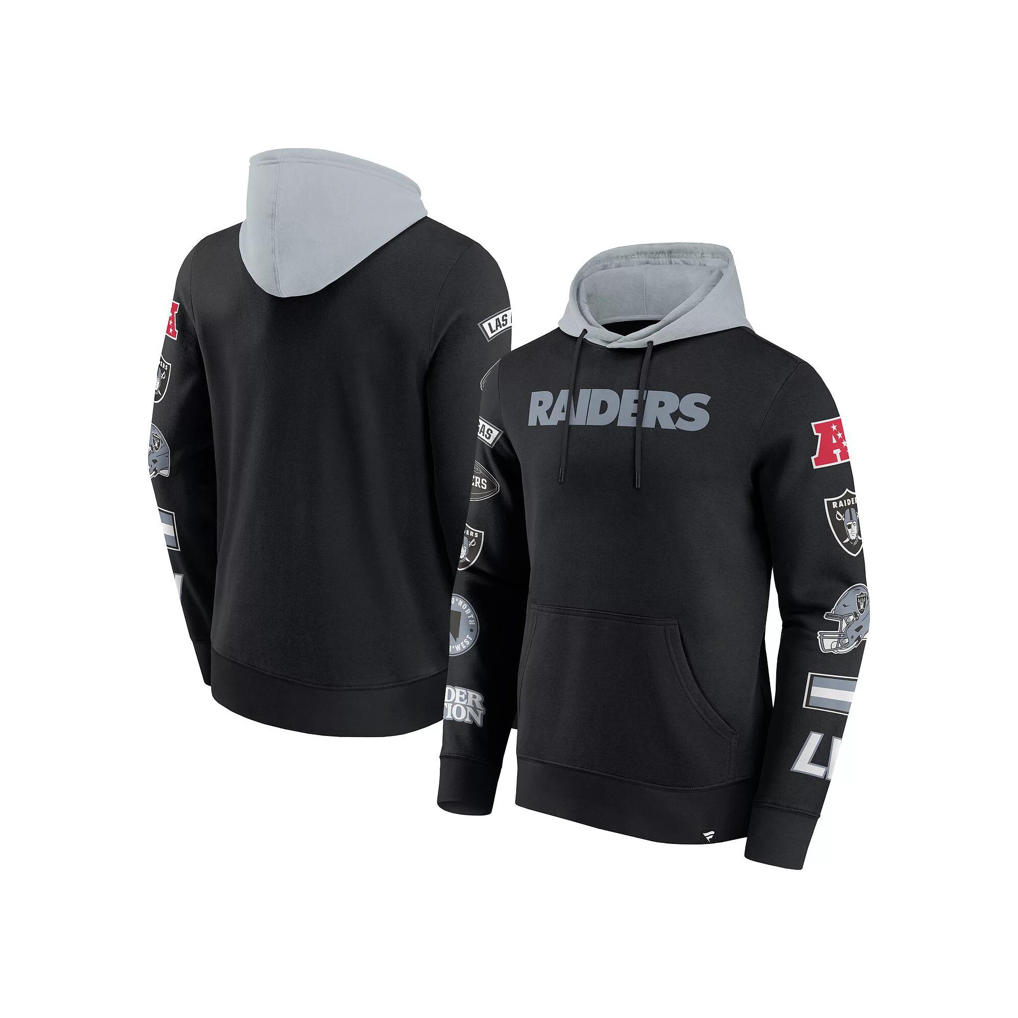 Men's Fanatics Black/Gray Las Vegas Raiders Patched Out Pullover Hoodie,  Product Image