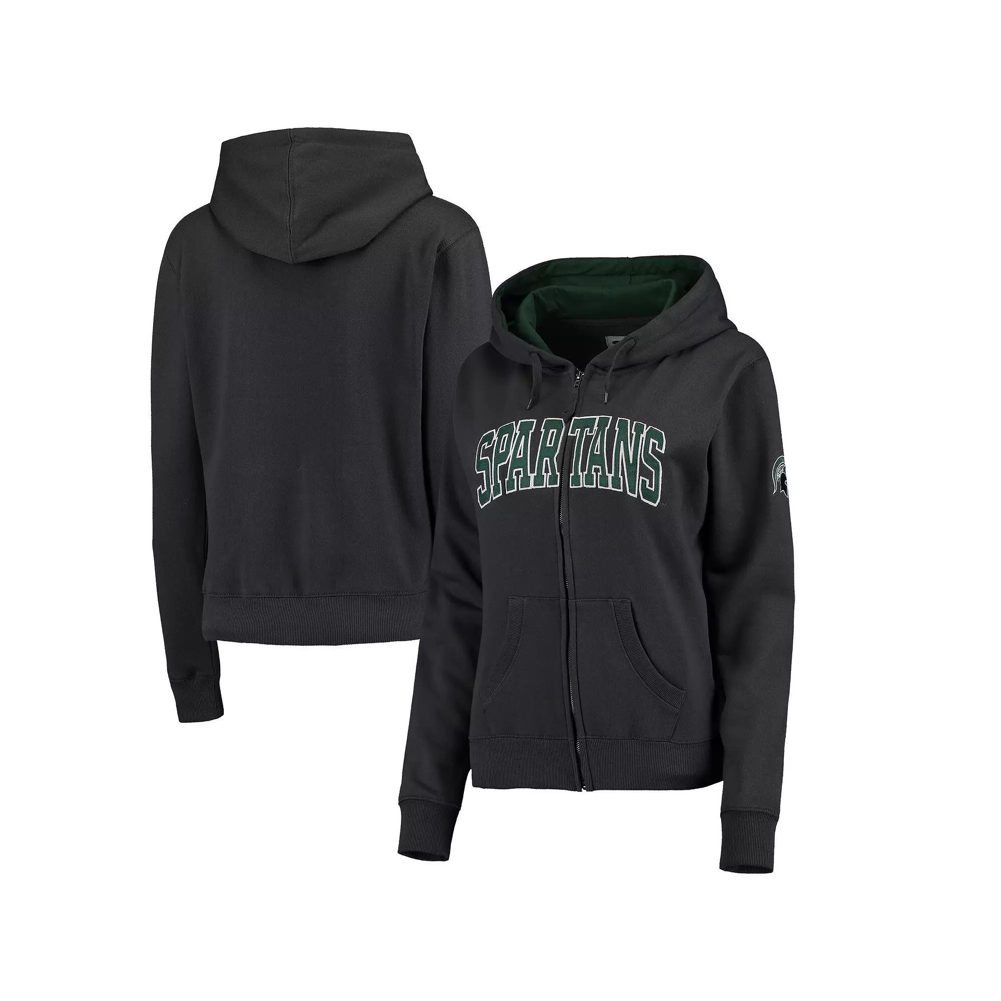 Women's Charcoal Michigan State Spartans Arched Name Full-Zip Hoodie,  Product Image