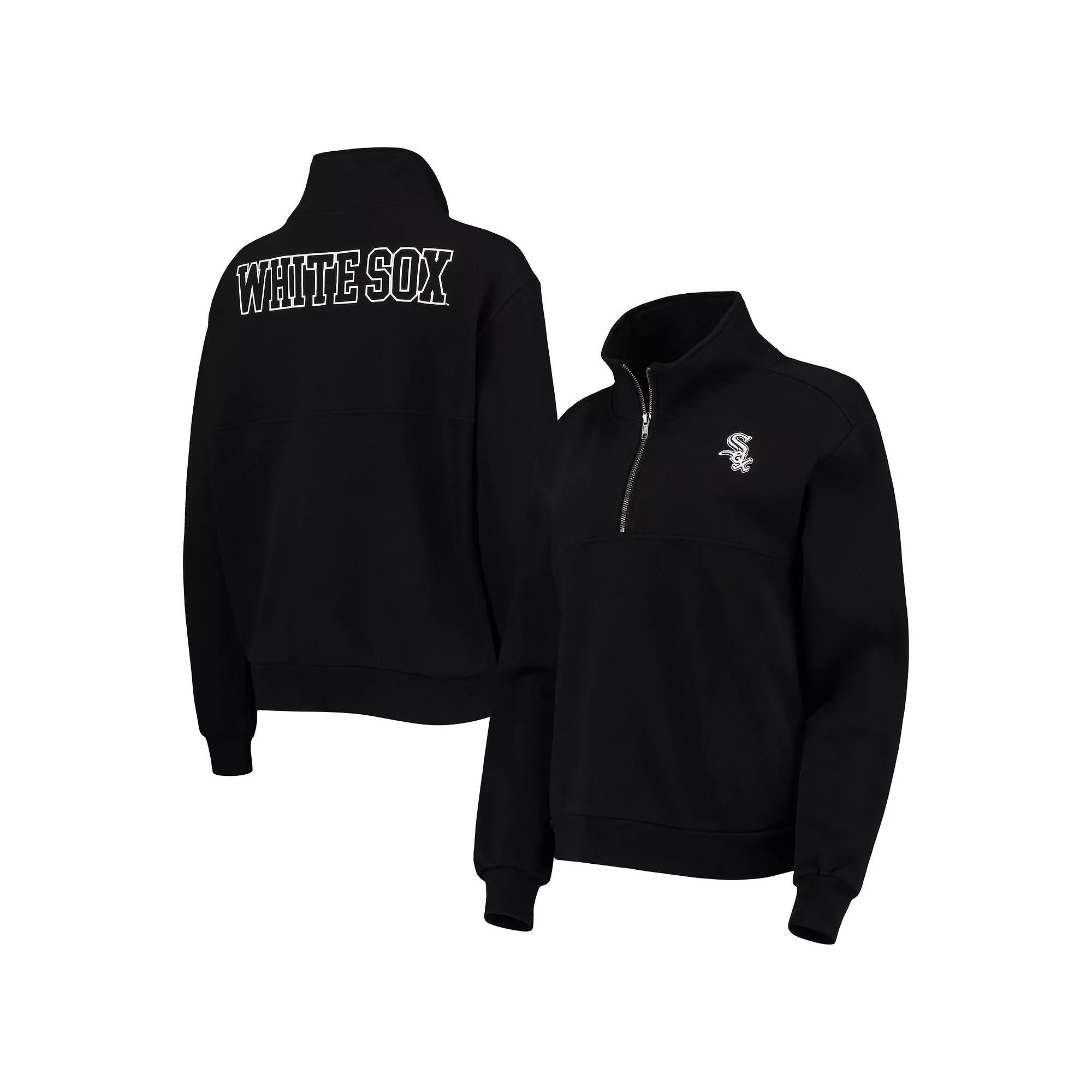 Women's The Wild Collective Black Chicago White Sox Two-Hit Quarter-Zip Pullover Top, Size: Small Product Image