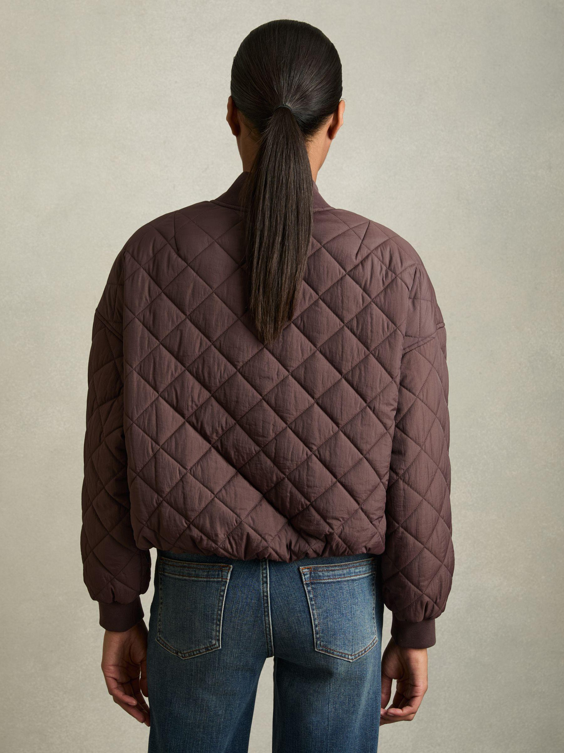 Quilted Printed Bomber Jacket in Burgundy Product Image