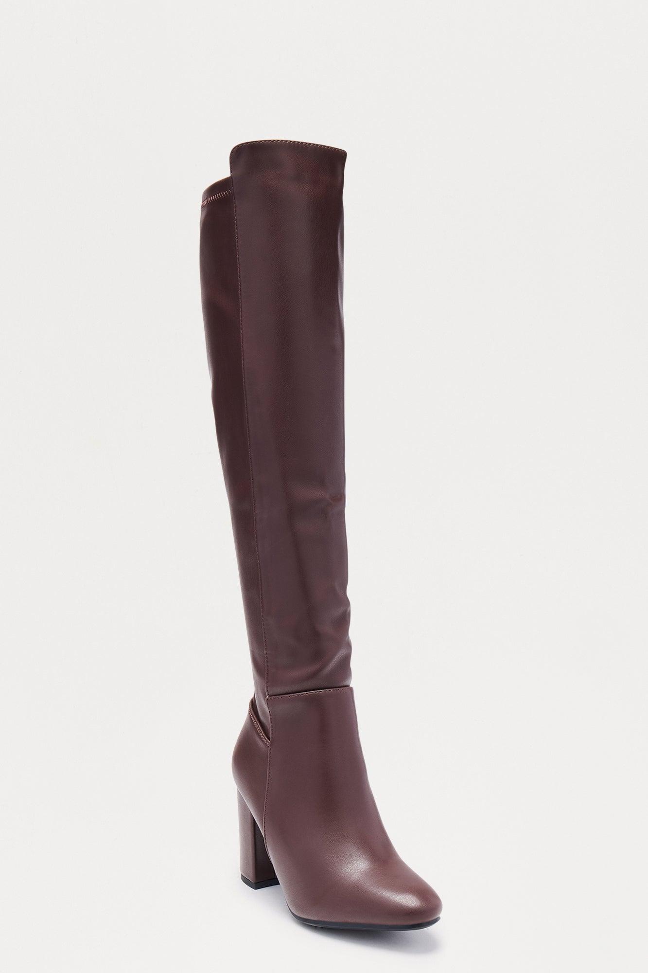 Whiskey Faux Leather Boots - Brown Female Product Image