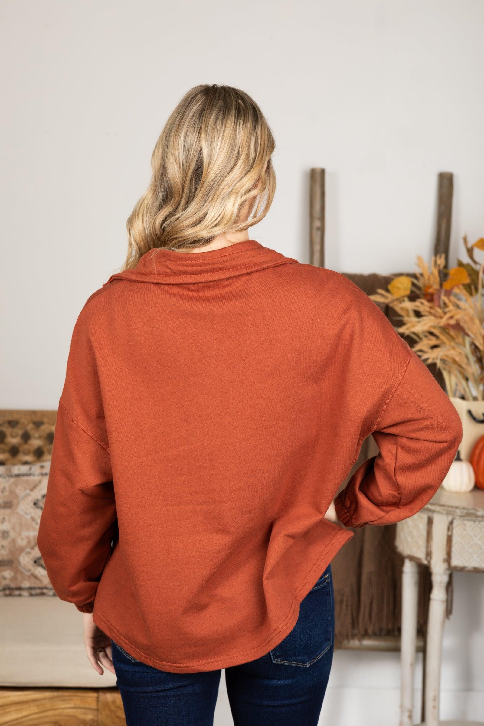 Solid Polar Collar Zip-Up Terry Pullover Product Image