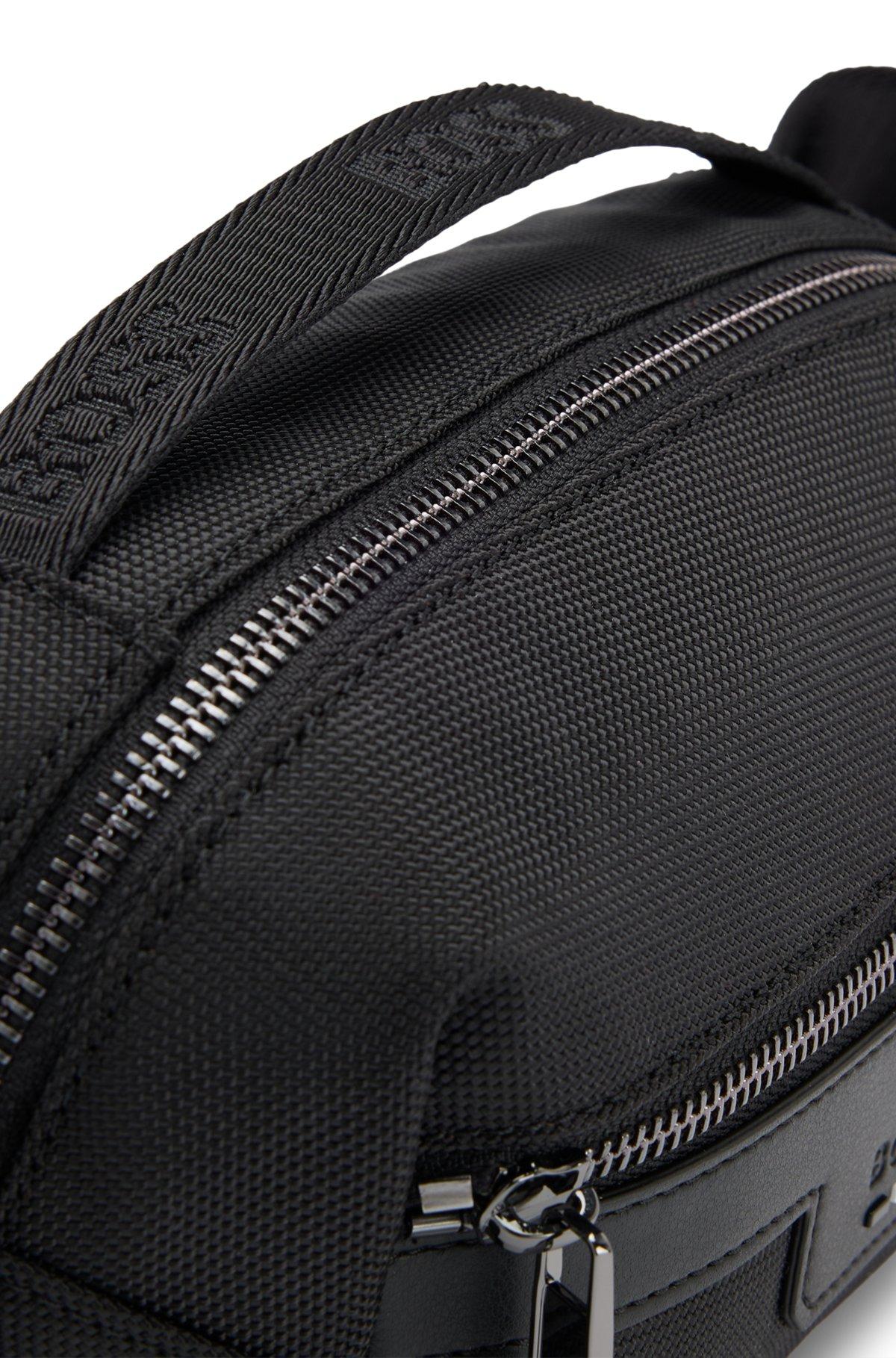 BOSS - Logo-embossed belt bag in structured fabric - Black Product Image