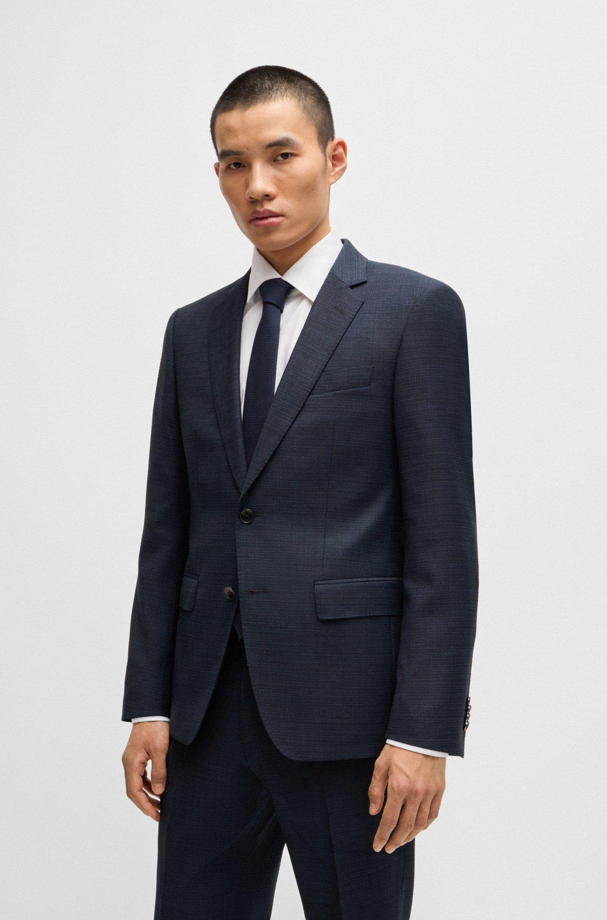 BOSS - Slim-fit suit in micro-patterned stretch wool - Light Blue Product Image