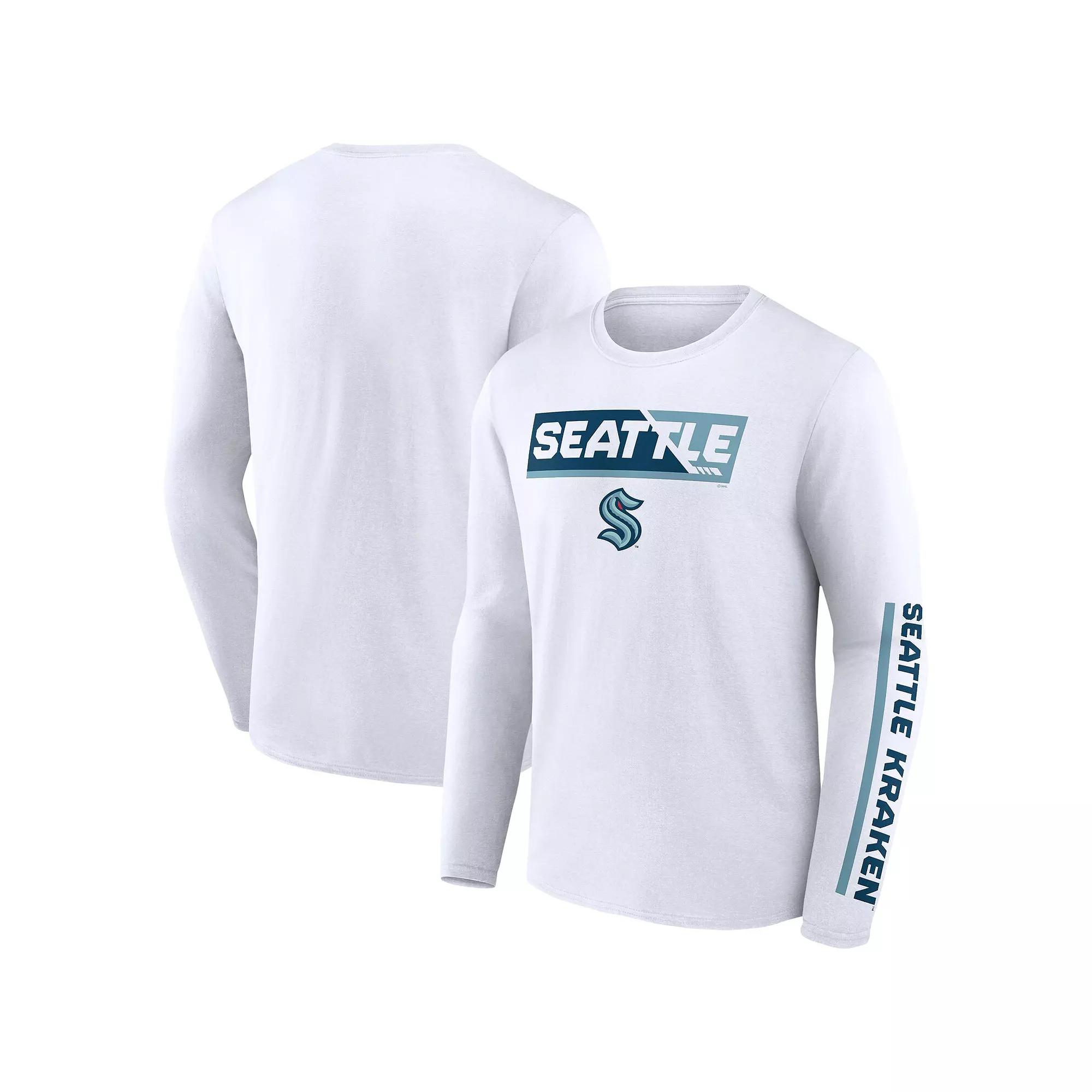 Men's Fanatics Branded White Seattle Kraken Breakaway Combo Long Sleeve T-Shirt,  Product Image