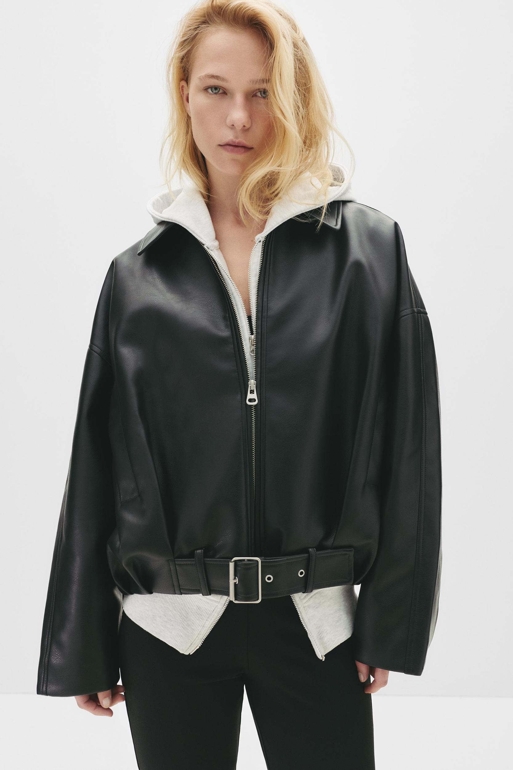 Faux leather bomber jacket Product Image