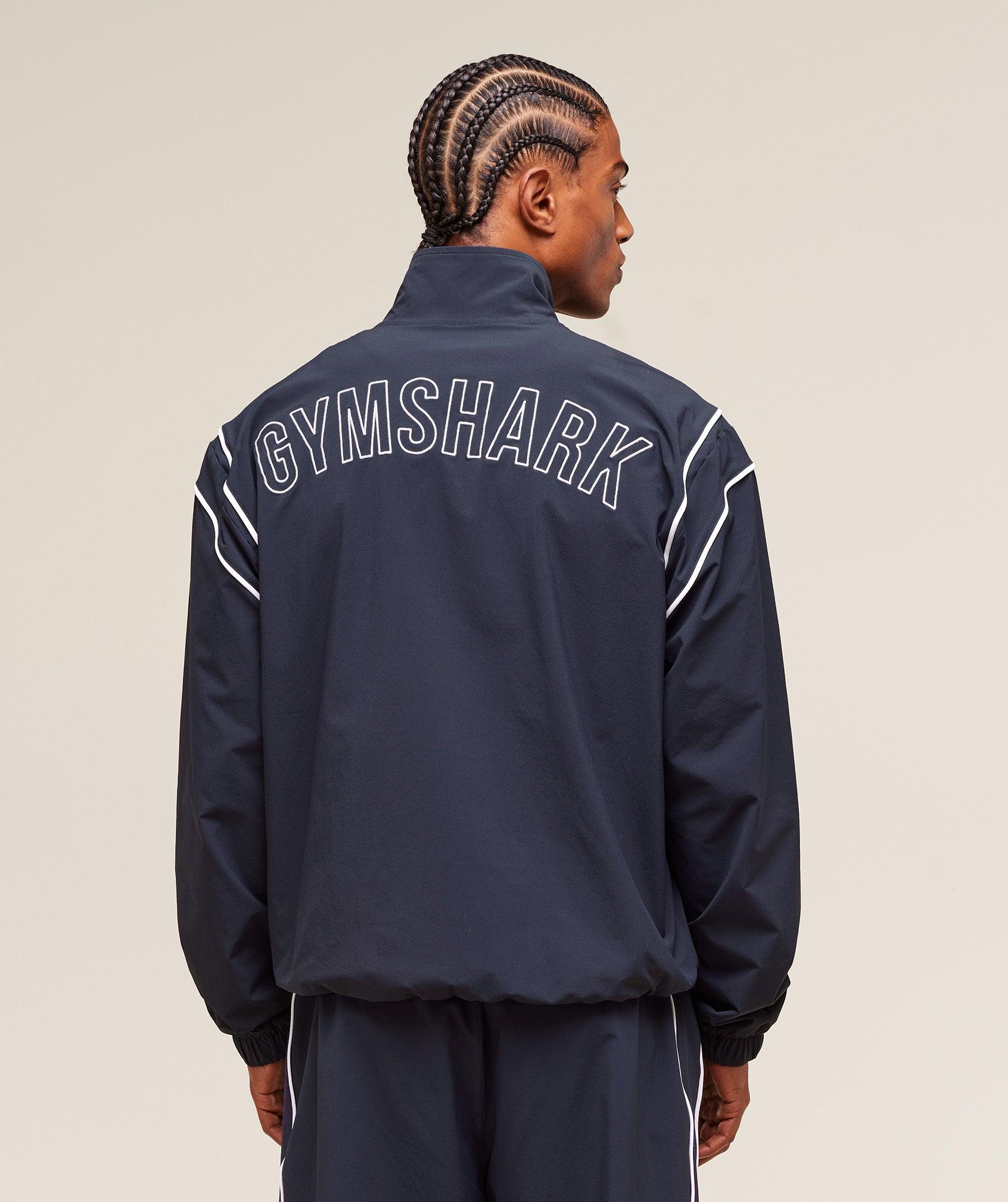 Gymshark Retro Crinkle Track Jacket - Heavy Blue Male Product Image