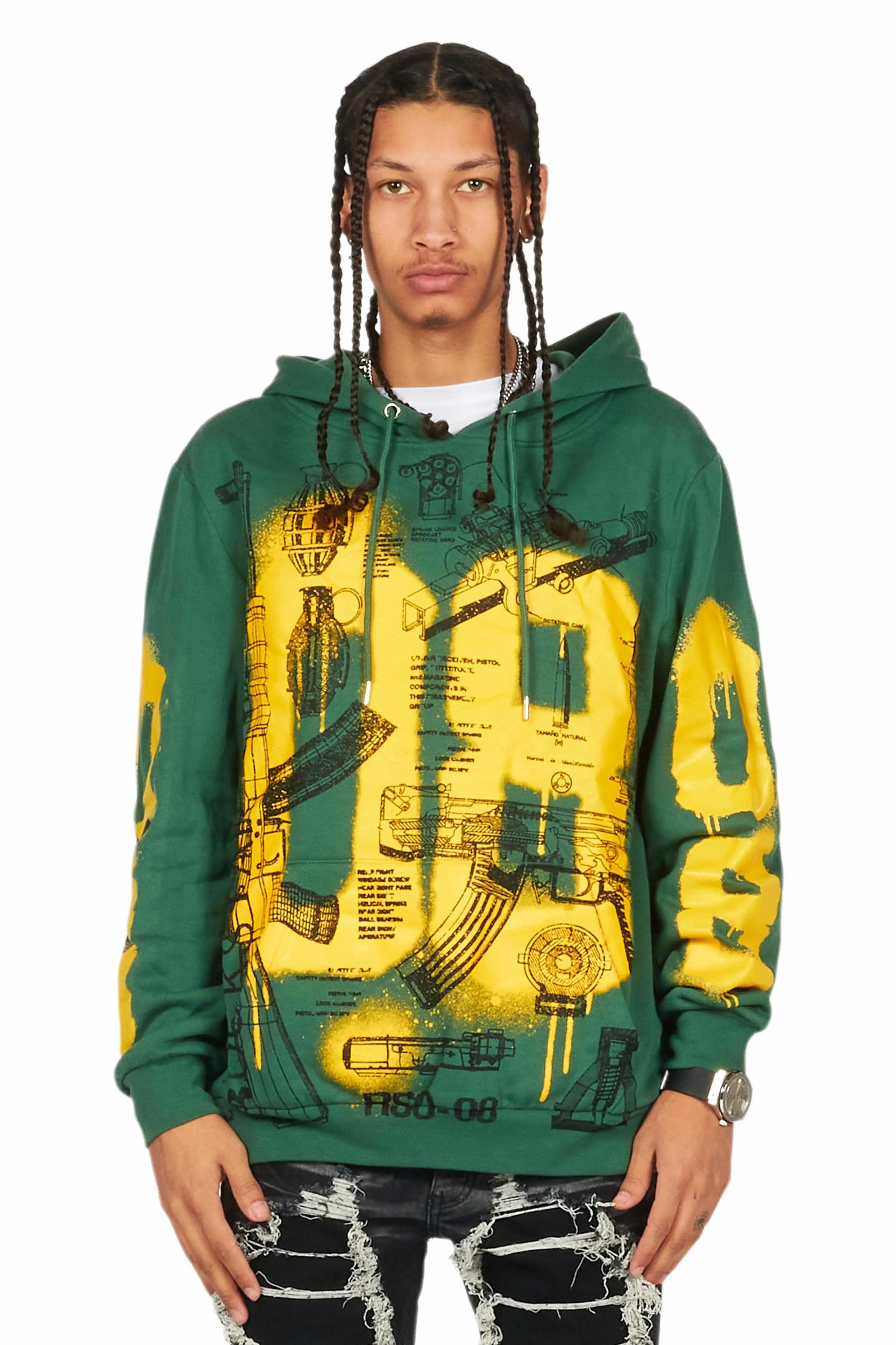 Nesta Green Graphic Hoodie Male Product Image