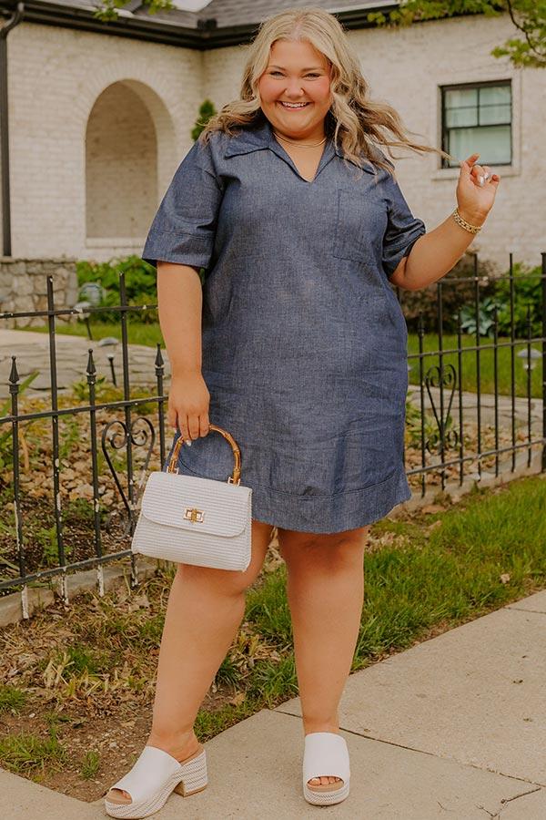 Casual Hangout Chambray Mini Dress Curves Product Image