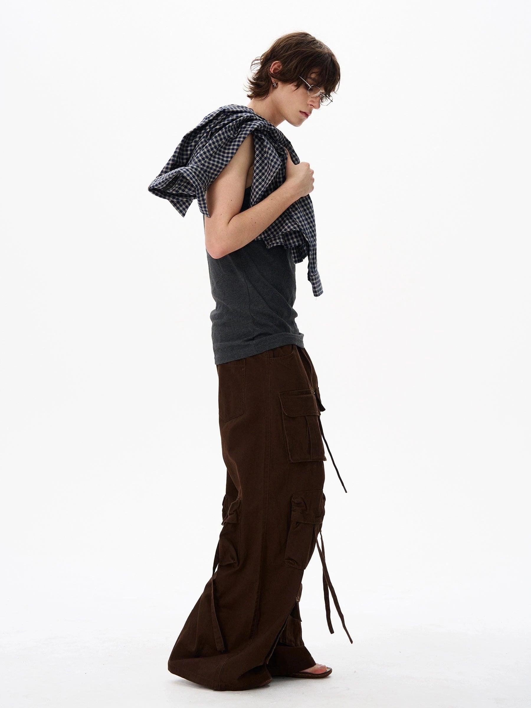 RT No. 18184 MULTI POCKET CARGO WIDE STRAIGHT PANTS Product Image