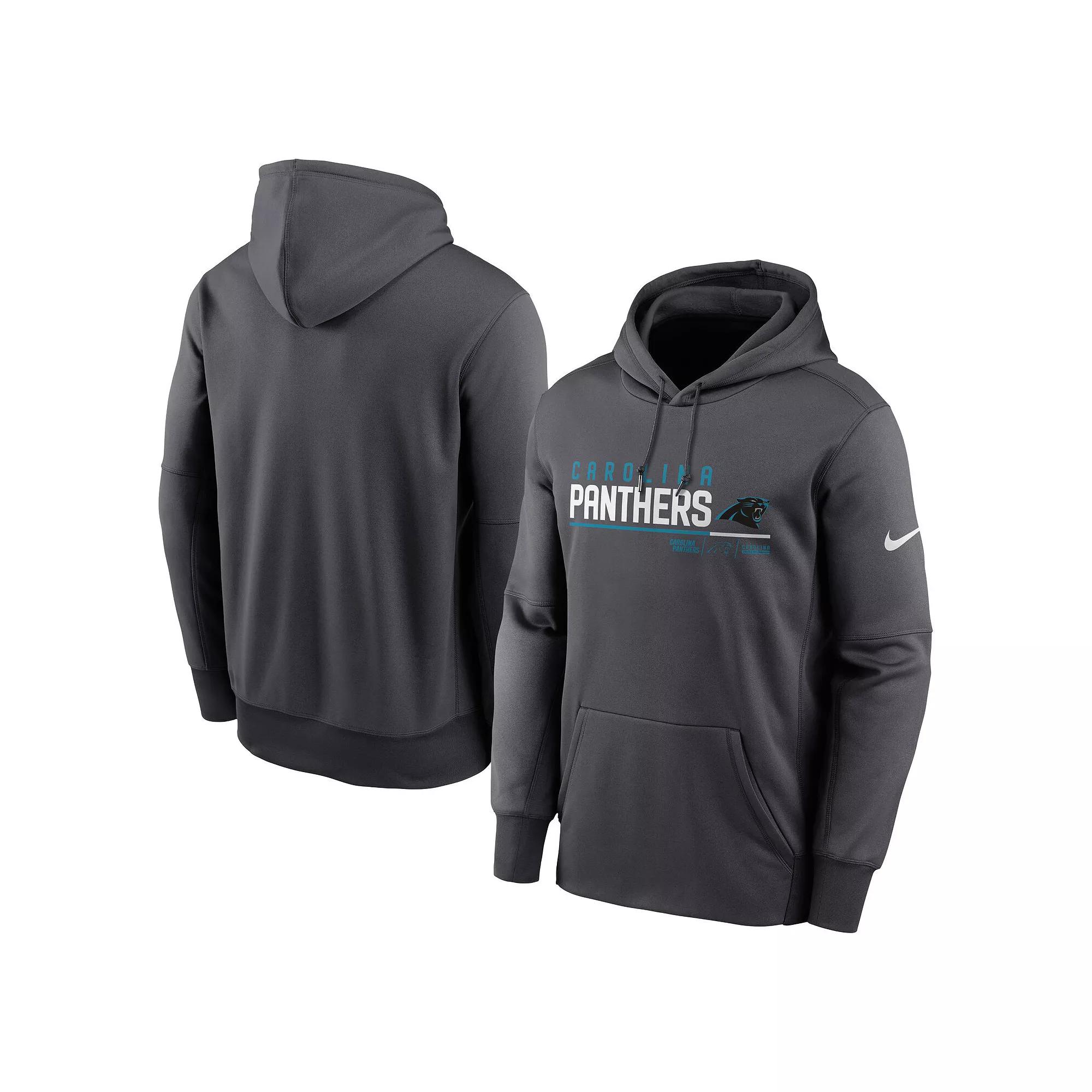 Men's Nike Anthracite Carolina Panthers Prime Logo Name Split Pullover Hoodie, Size: 3XL, Grey Product Image