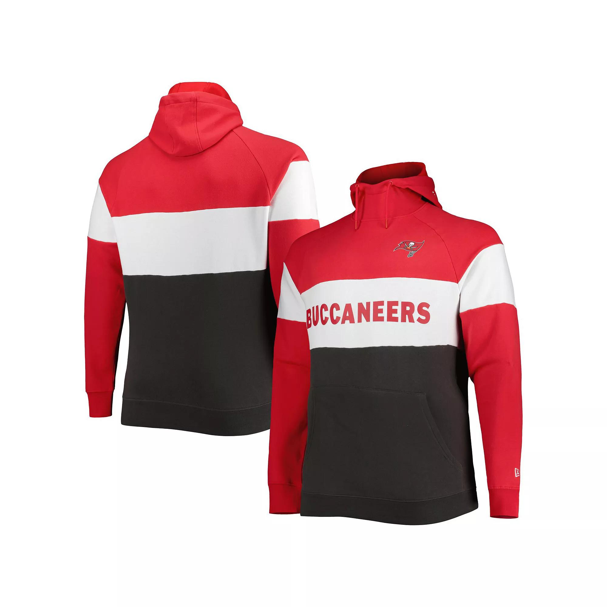 Men's New Era Heather Charcoal Tampa Bay Buccaneers Big & Tall Current Team Colorblock Fleece Pullover Hoodie, Size: 4XB Product Image