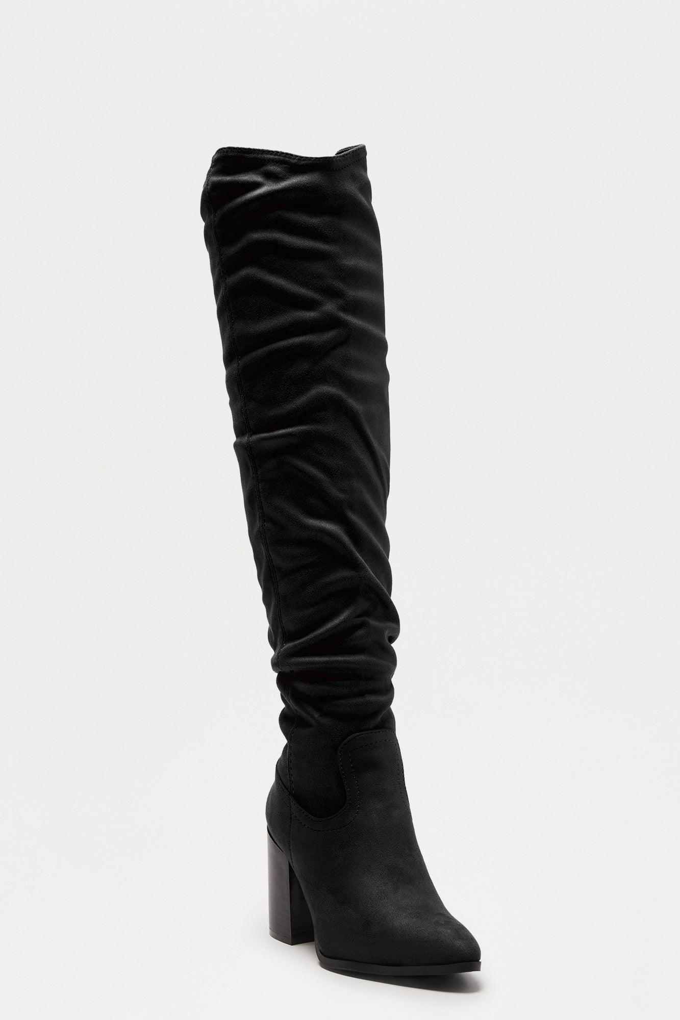 Della Ruched Thigh High Boots - Black Female Product Image