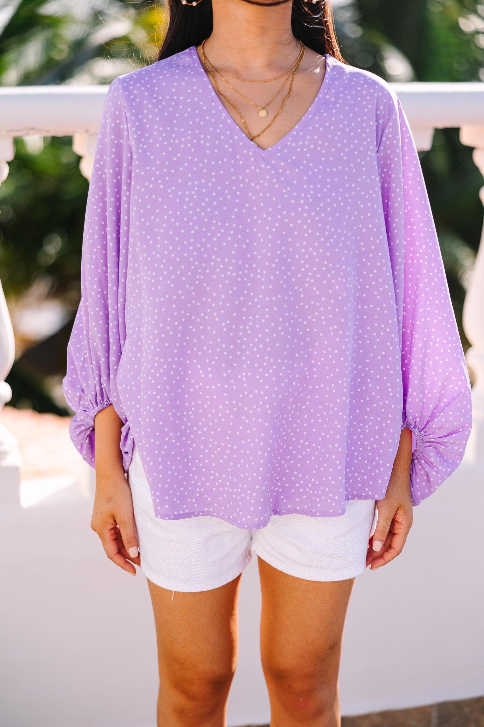 Ground Breaking Purple Polka Dot Blouse Female Product Image