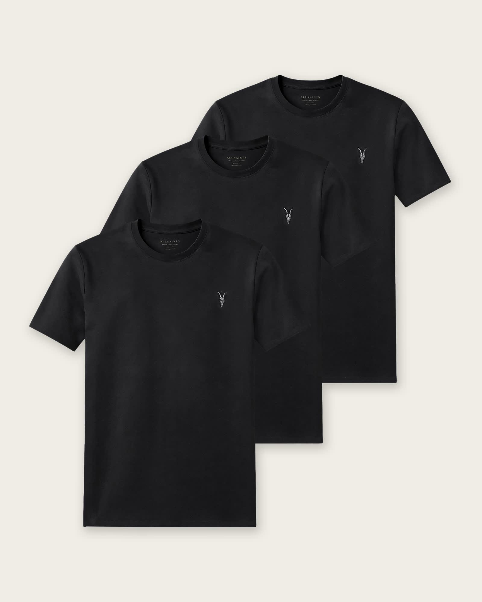Brace Brushed Cotton T-Shirts 3 Pack Black | ALLSAINTS US Product Image