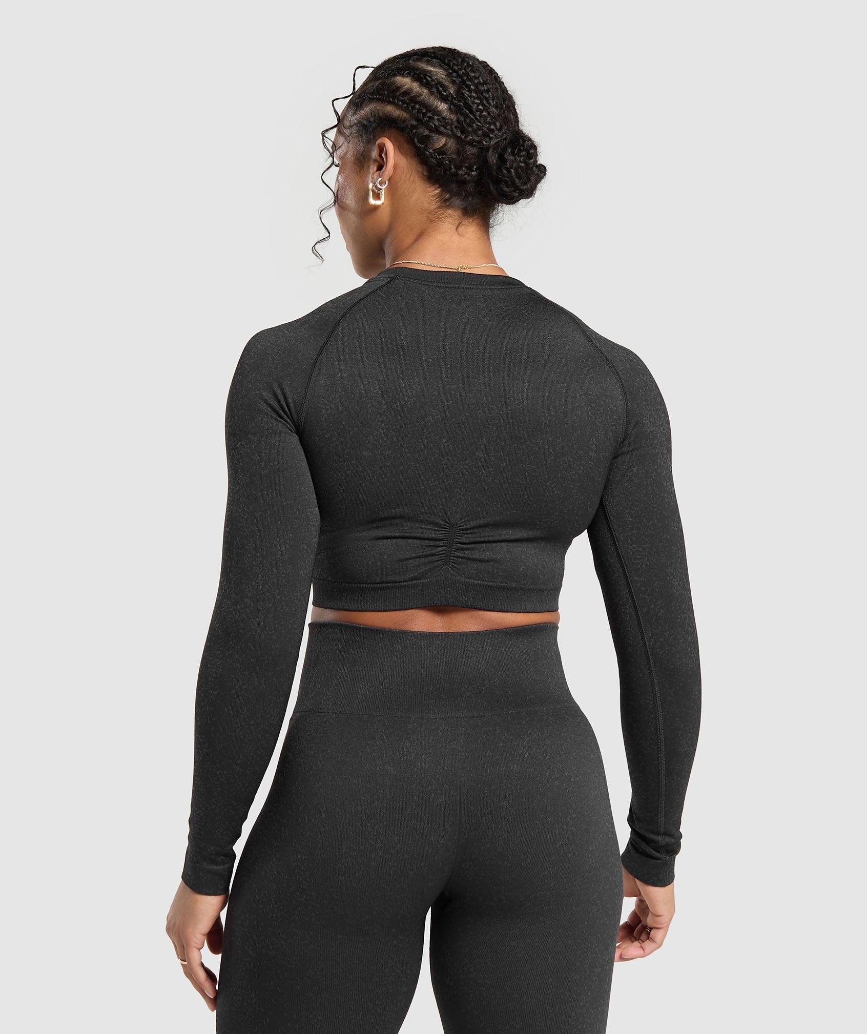 Gymshark Adapt Fleck Seamless Long Sleeve Crop Top - Mineral | Black Female Product Image
