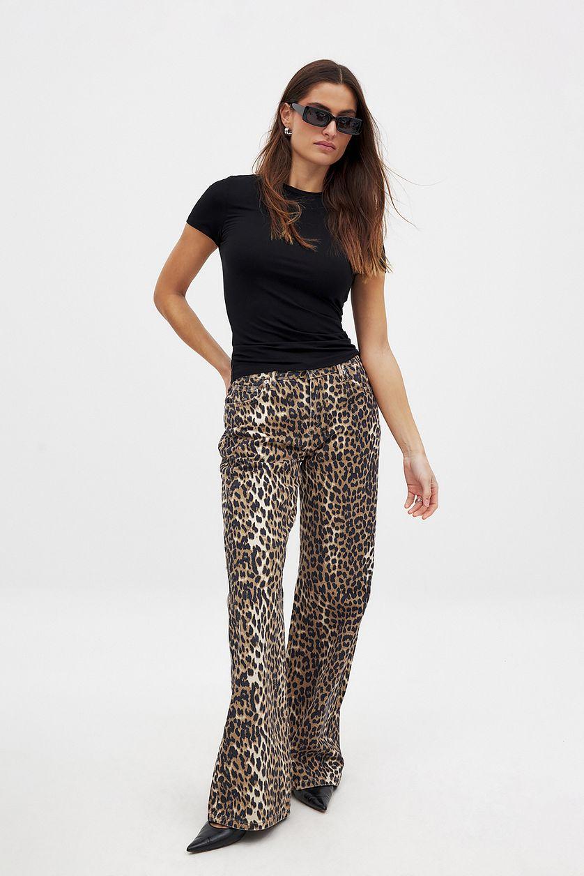 Mid Waist Wide Leg Printed Denim Product Image