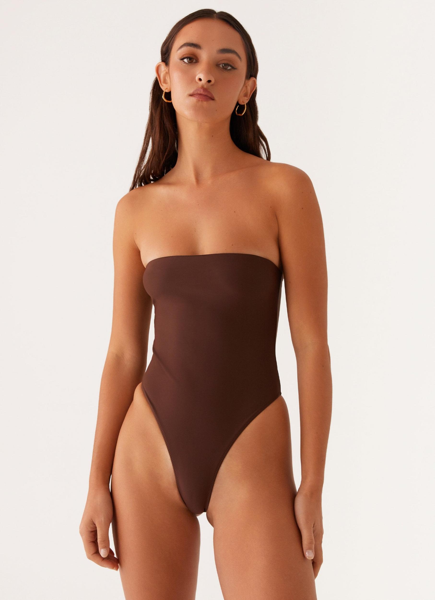 Maxine Strapless One Piece Swimsuit - Brown Product Image